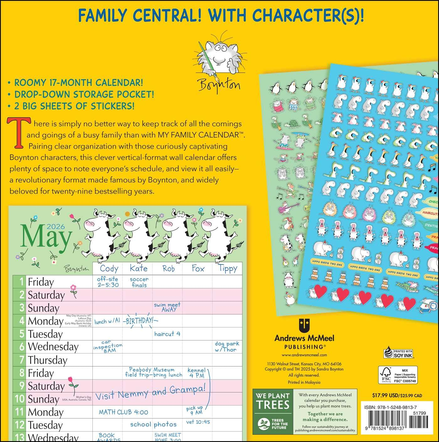 Sandra Boynton'S 17-Month 2025-2026 My Family Wall Calendar image number 3