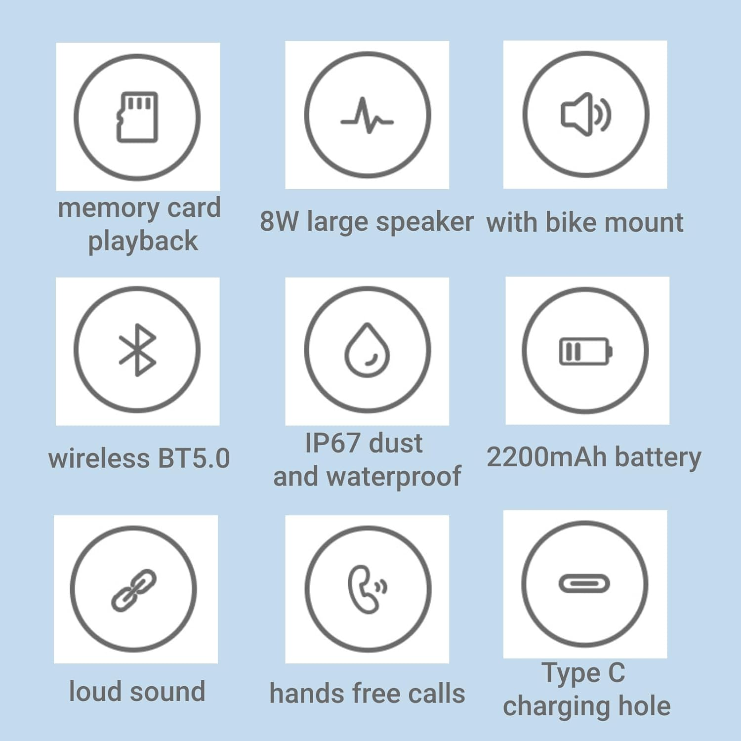 Jectse Bike Speaker, IP67 Waterproof Portable Speaker with Cycling Mount, Dual Pairing Wireless Bluetooth Speaker, 8W Surround Sound, Sporty Style for Outdoor Activities (Black) image number 3