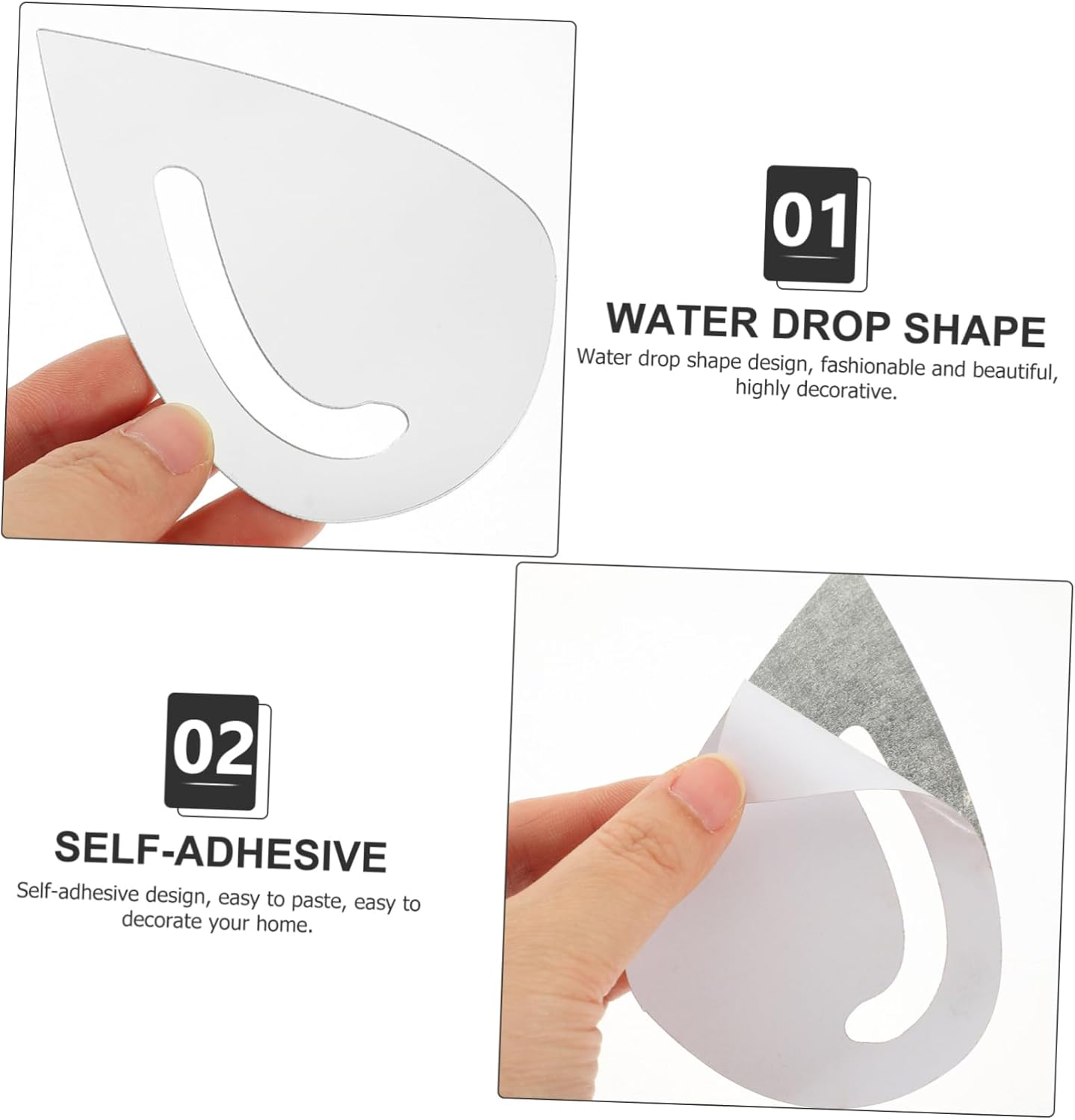 20Pcs Mirror Wall Decal Self-Adhesive Acrylic Stickers Creative Water Drop Decor for Home Decor - Golden image number 6