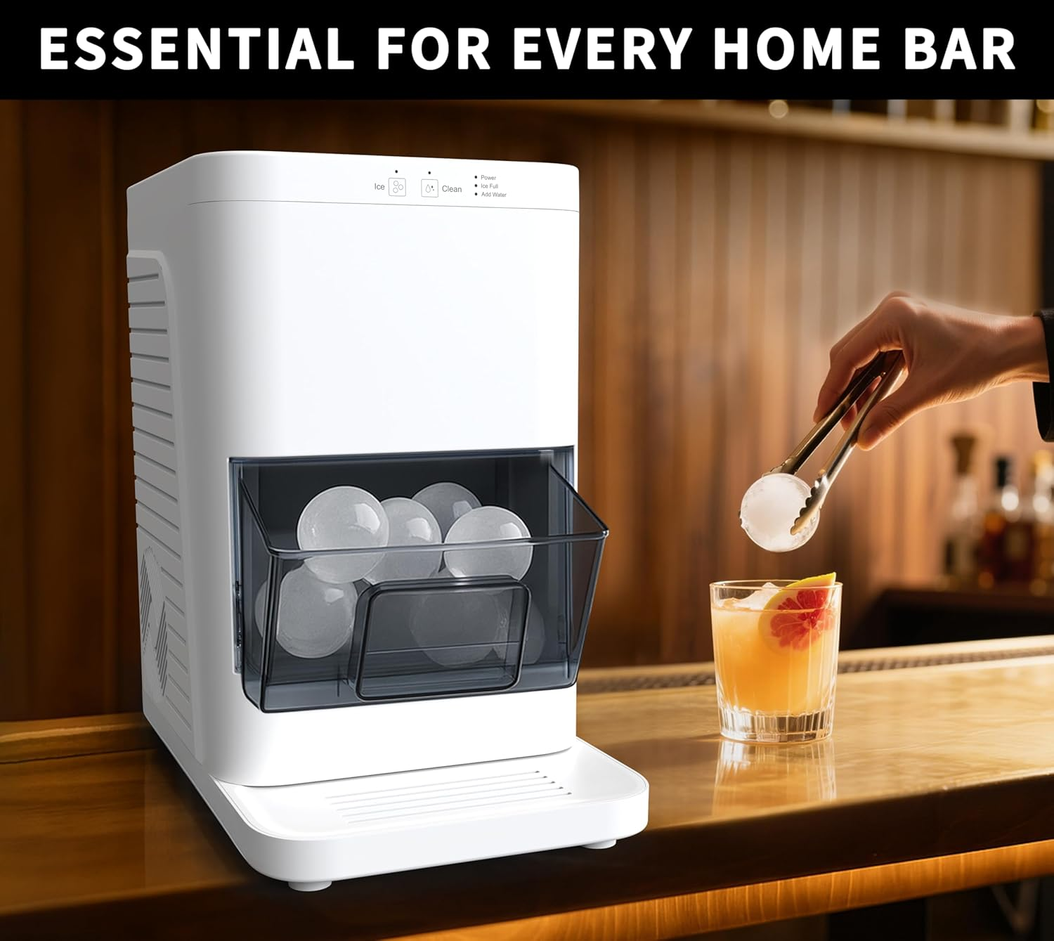 Itoma Ice Ball Maker Machine, Smart Sensors, One-Touch Clean, 2 Pcs in 50 Mins, Quiet Self-Cleaning Ice Machine, for Cocktails & Whiskey, Countertop Ice Maker for Home/Bar Party image number 4