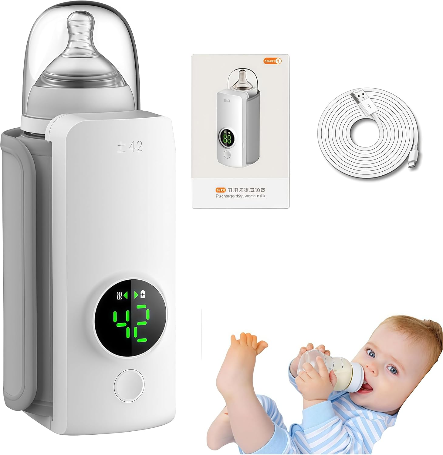 Fast Heating Portable Bottle Warmer,Travel-Easy,18W Fast Charging,6-Speed Temperature Control,Locked-In Nutrition,360 Degree Wrap Even Warming,Ensuring Baby Needs image number 6