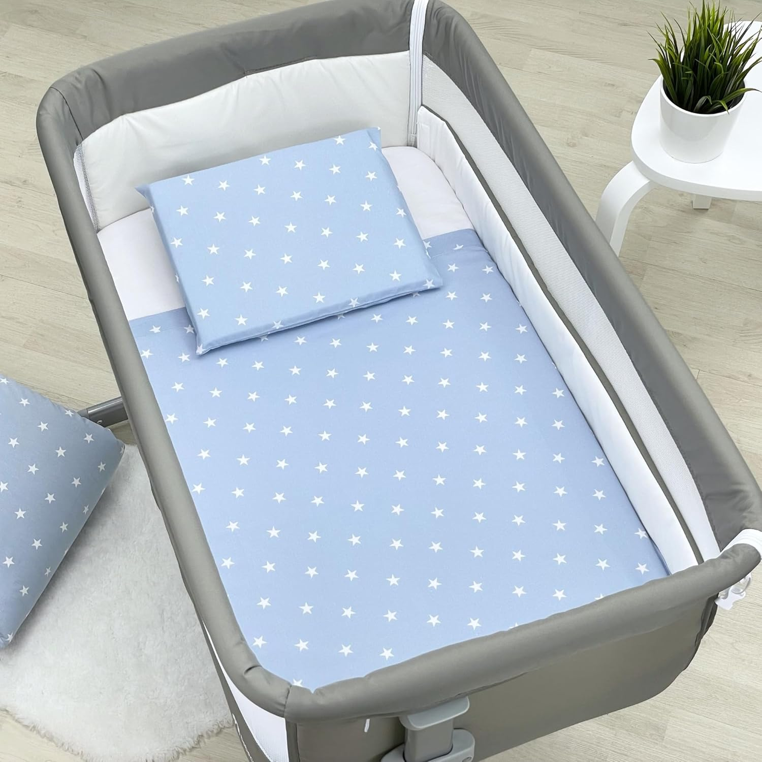 Baby Idea Next to Me 3 Piece Bedding Set Compatible with Newborn Crib 83 X 50 Cm Cot Bed Sheet Patterned Fitted Sheet + Pillowcase 100% Cotton Oeko Tex Certified image number 2