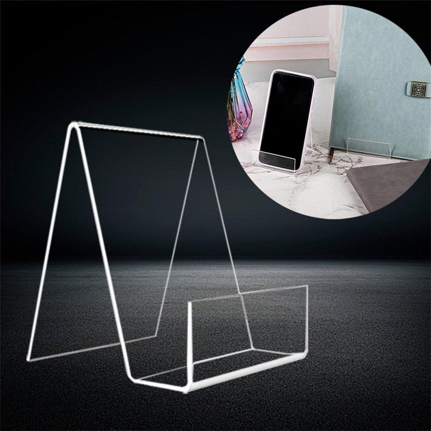 Acrylic Book Stand Clear, 10 Pcs Book Holders Display Shelf, Multi-Functional Display Easel Desktop Decorative Storage Rack Acrylic Sign Holder with Vertical Slanted Back Tablet Holder (2) - Style 1 image number 5