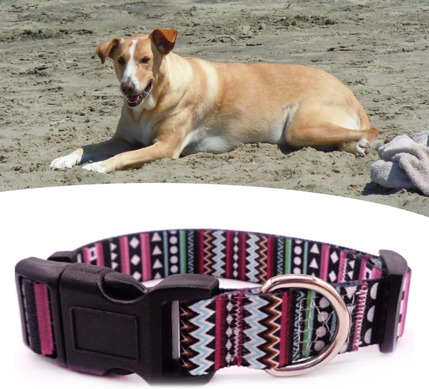 Dog Collar, Print Floral Adjustable Soft Stylish Pet Collar with Safety Buckle, Themed Flower Print Comfortable Soft Cute Dog Collar for Small Medium Large Dogs M image number 6