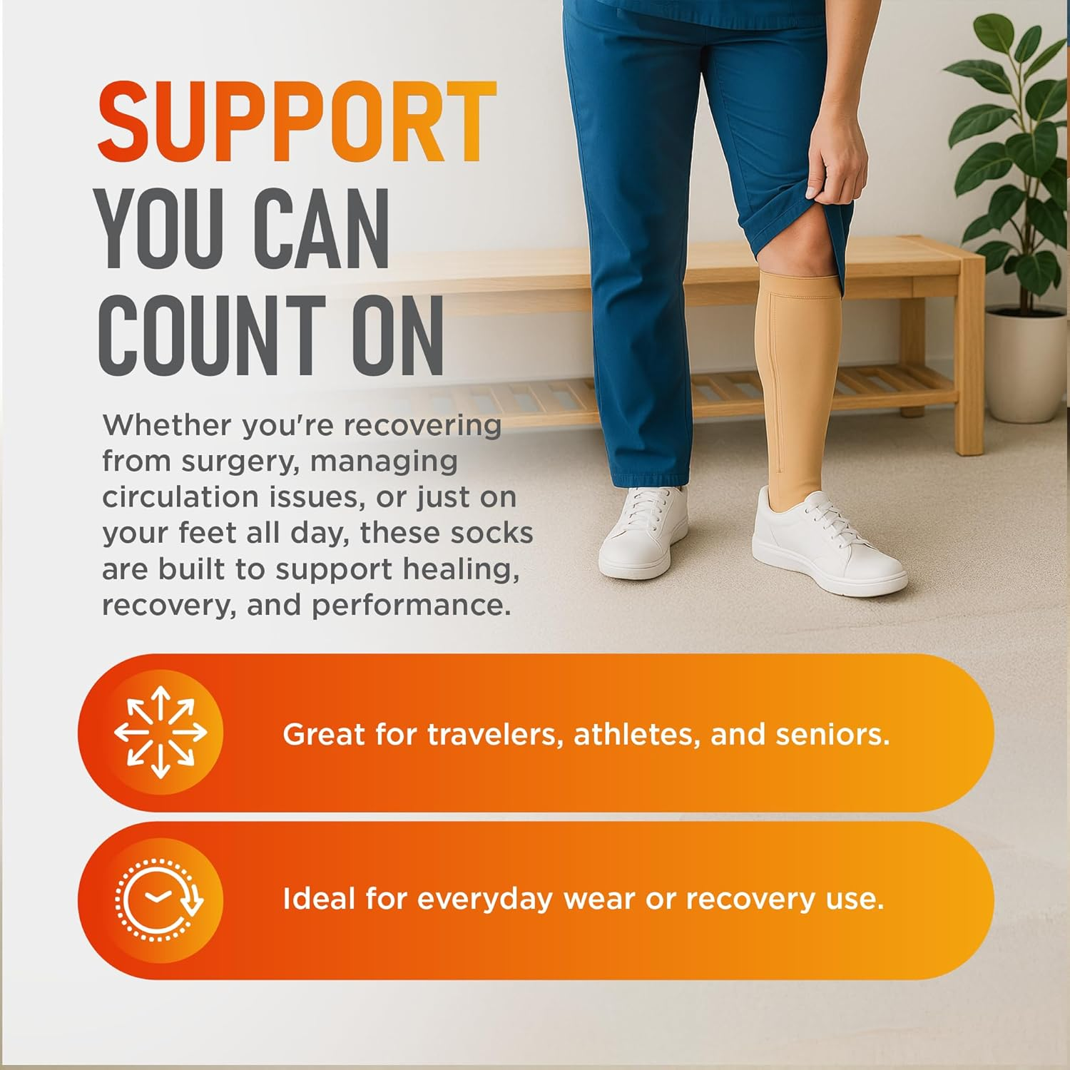 Zipper Compression Socks 15-20Mmhg with Zip Guard Skin Protection & Open Toe Medical Zippered Compression Socks for Men Women