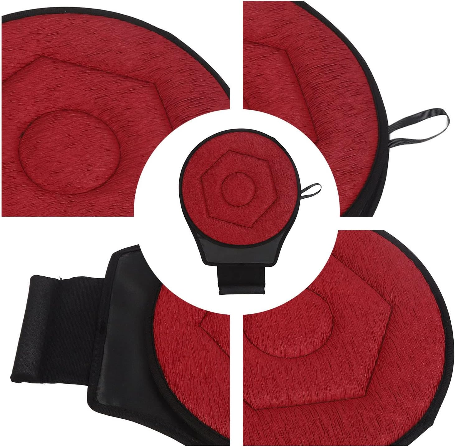 Swivel Car Seat Cushion, 360 Degree Rotating Car Seat Spinner Geometric Rhombic Shape 14.96 Inch Portable Foam Auto Seat Cushion Pad for Pregnant Women Elderly Use (Wine Red) image number 6