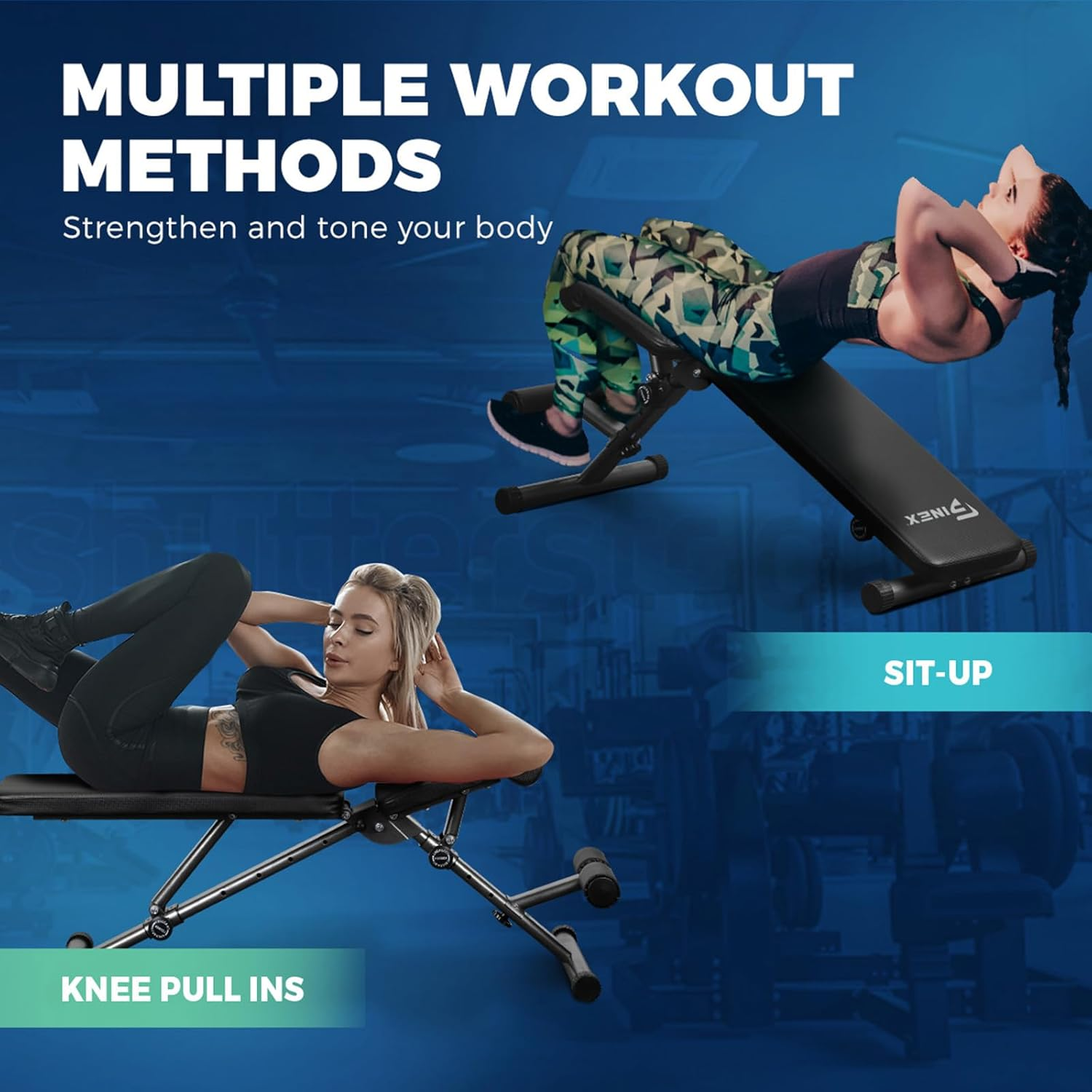 FINEX Foldable Weight Bench for Home Fitness, Adjustable FID Bench for Full Body Exerise image number 1