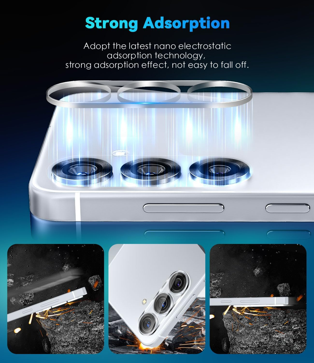 Cloudvalley [3 Pack] Camera Lens Protector for Samsung Galaxy S25, 9H Tempered Glass Lens Cover, Anti-Scratch & Case Friendly [Not Affect Flash & Night Shot],Clear - Clear image number 3