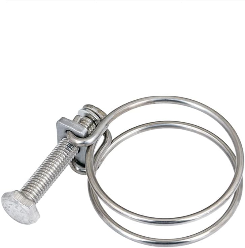 5 Pieces Double Wire Hose Clamps Adjustable 201 Stainless Steel Hose Clamps Double Wire Pond Hose Clamps for Pipes (40-45Mm) image number 2