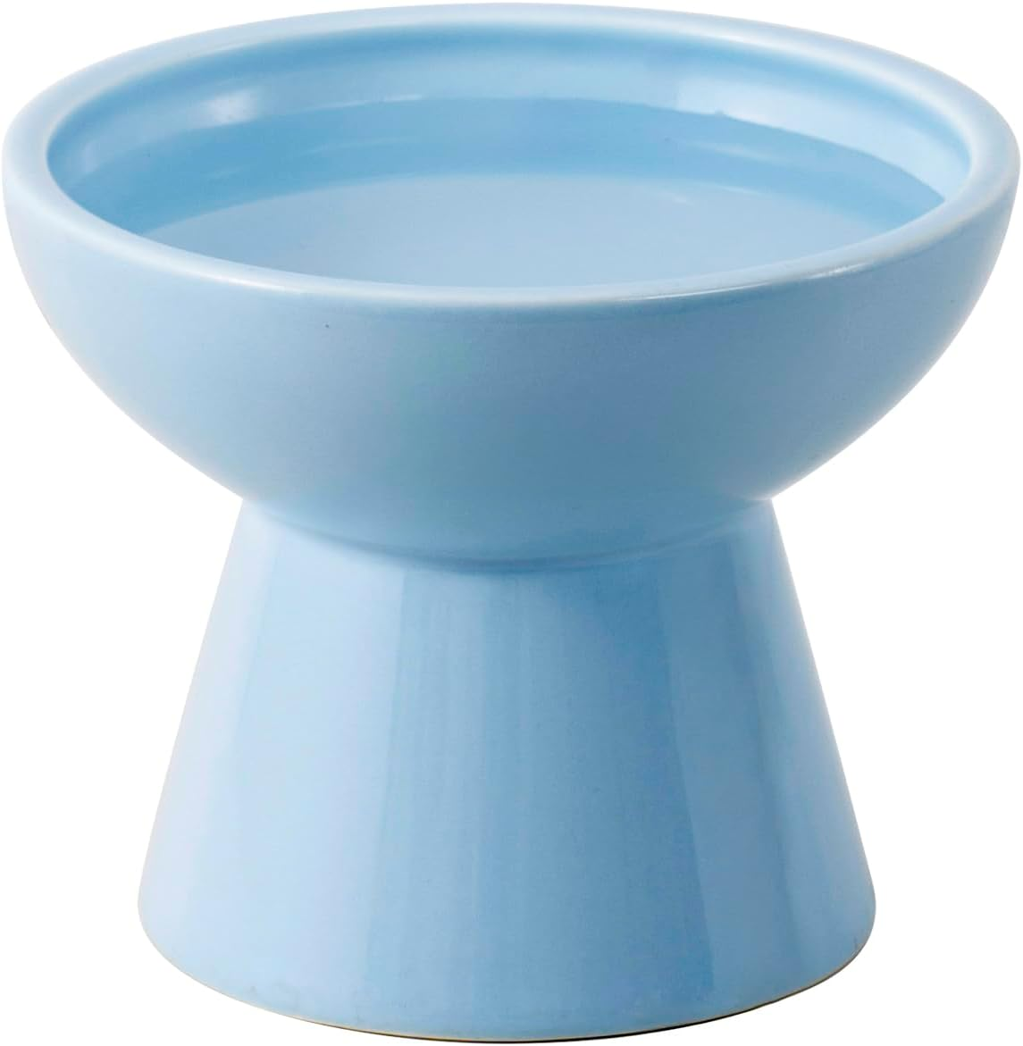 CEEFU Extra Wide Elevated Ceramic Cat Water Bowl - 6.2" Deeper Dish for Whisker Fatigue Relief, 5" Height for Easy Feeding, Lead & Cadmium Free, Durable Raised Cat Bowls, Blue image number 6