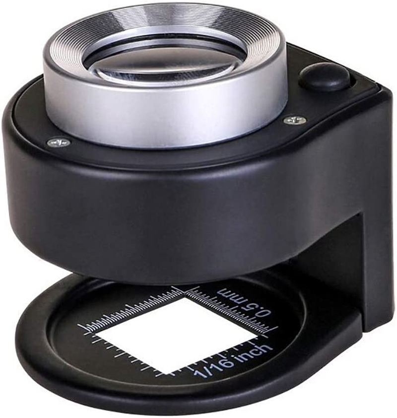 30X Handheld Magnifying Glass Jewelers Loupe with Light, 6 LED Desktop Metal Magnifier Folding Scale Eye Loop for Textile Optical Jewelry Tool Coins Currency Stamps (Unrechargeable) image number 4