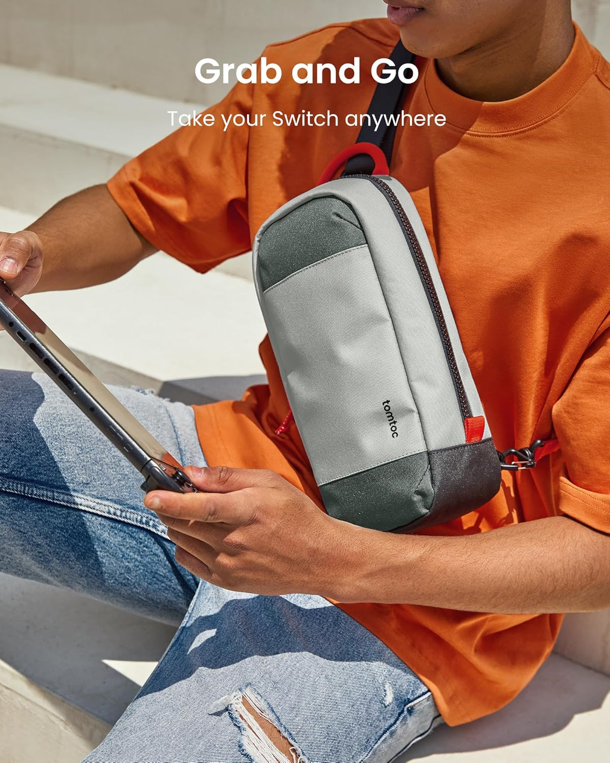 Tomtoc Sling Crossbody Bag for Nintendo Switch 2, Protective Portable Travel Chest Carrying Gaming Pouch with 8 Game Cartridges Slots, Fit Charger and Accessories image number 6