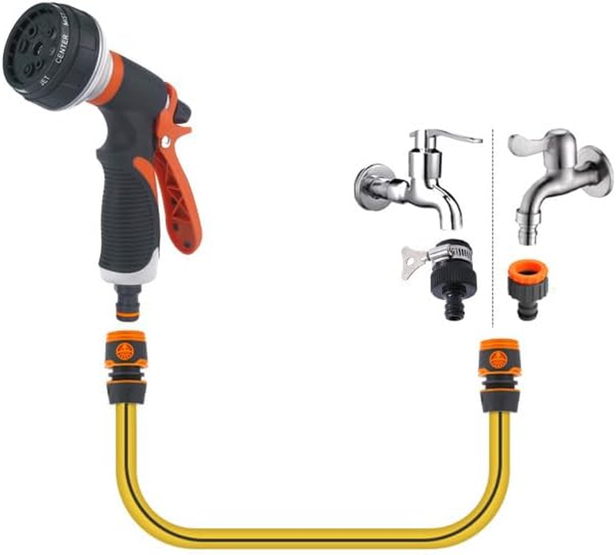 8 Adjustable Watering Patterns Garden Hose Nozzle - Slip Resistant Water Spray Nozzle for Plants, Lawn, Garden - Perfect for Washing Cars, Cleaning, and Showering Pets image number 1