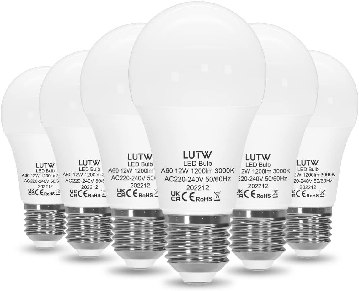 LED Light Bulbs, E27 Edison Screw Bulbs 100W Equivalent, Warm White 3000K ES Screw in Light Bulb, 12W 1200Lm Super Bright Energy Saving Lightbulbs for Lamp, Non-Dimmable Pack of 6 image number 5