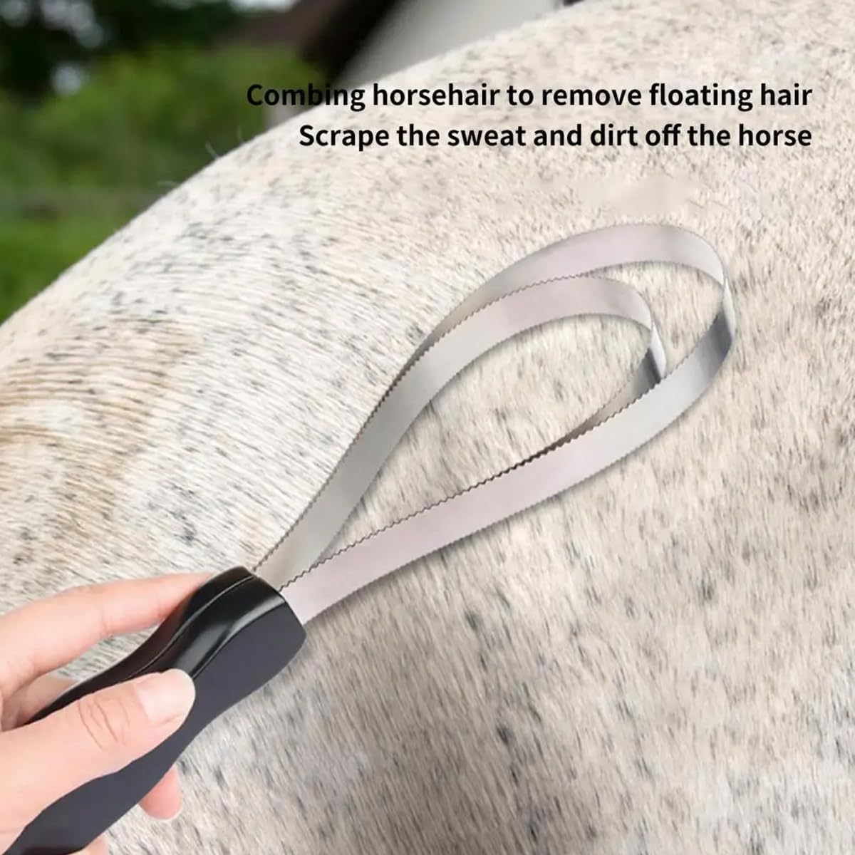 Heavy-Duty Serrated Horse Sweat Scraper | Double-Sided Grooming Tool for Horses and Large Animals | Equestrian Supplies for Mud and Hair Removal image number 5