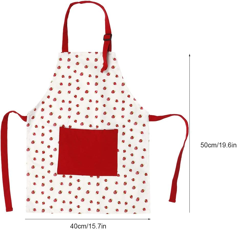 Cotton Pinafore, Cooking Apron Strawberry Pattern Breathable Reasonable Size with Big Pocket for Dinning Room for Kitchen image number 4