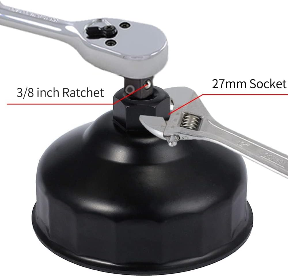 DEDC 3.39Inch/86Mm 16 Flutes Aluminium Oil Filter Wrench for BMW, Oil Filter Housing Cap Removal Tool for N20, N26, N51, N52, N54, N55, N63, N74, S55, S63 BMW Engines (Black)