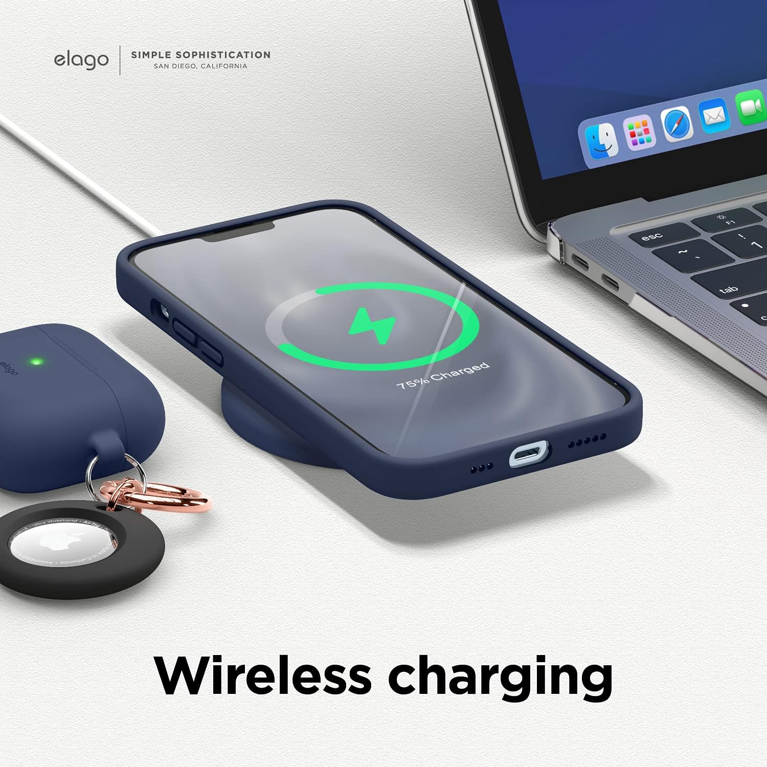 Elago Liquid Silicone Case Compatible with Iphone 13 Pro Case (6.1"), Premium Silicone, Full Body Protection - 3 Layer Shockproof Phone Cover, Anti-Scratch Soft Microfiber Lining (Jean Indigo) - Black image number 7