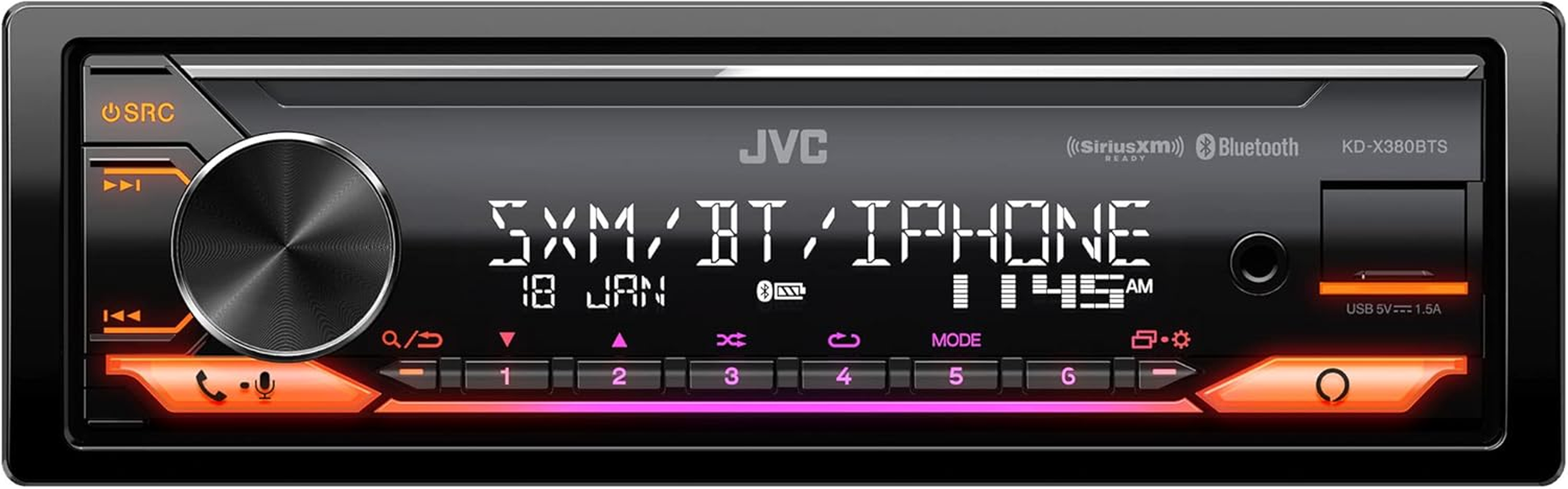JVC KD-X380BTS Digital Media Car Receiver Featuring Bluetooth, USB, Siriusxm, Amazon Alexa