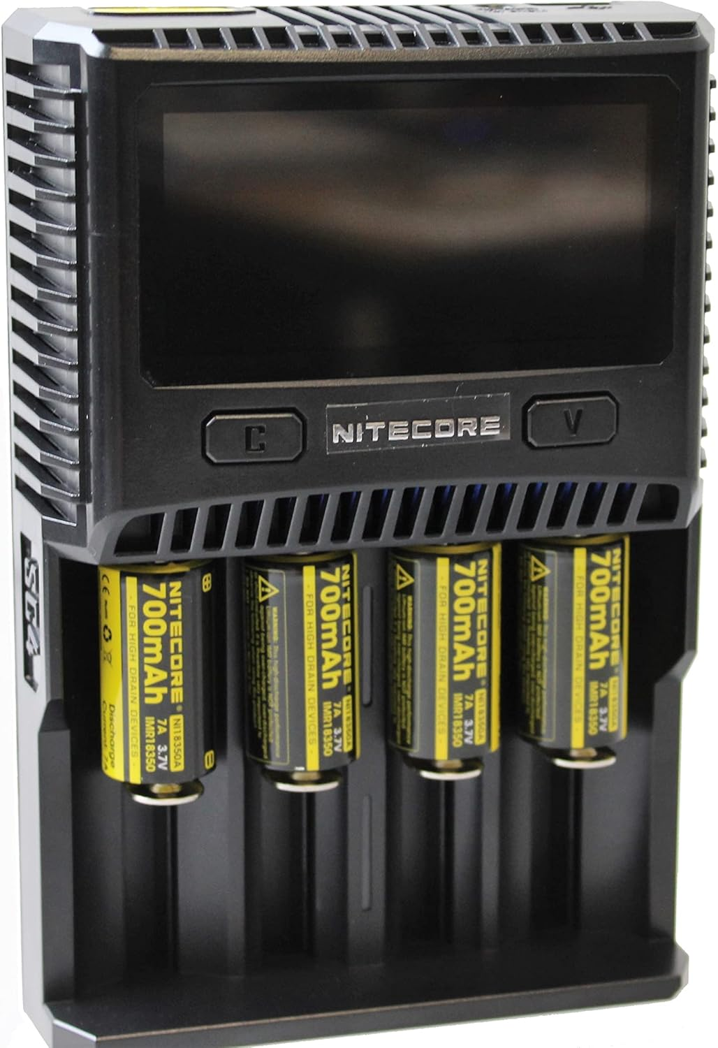 NITECORE SC4 4-Slot Fast Universal Charger for Li-Ion, Lifepo4, IMR and Ni-Mh (Ni-Cd) Batteries, up to 3000Ma Charging Speed, Includes Battery Health Detection, Black image number 1