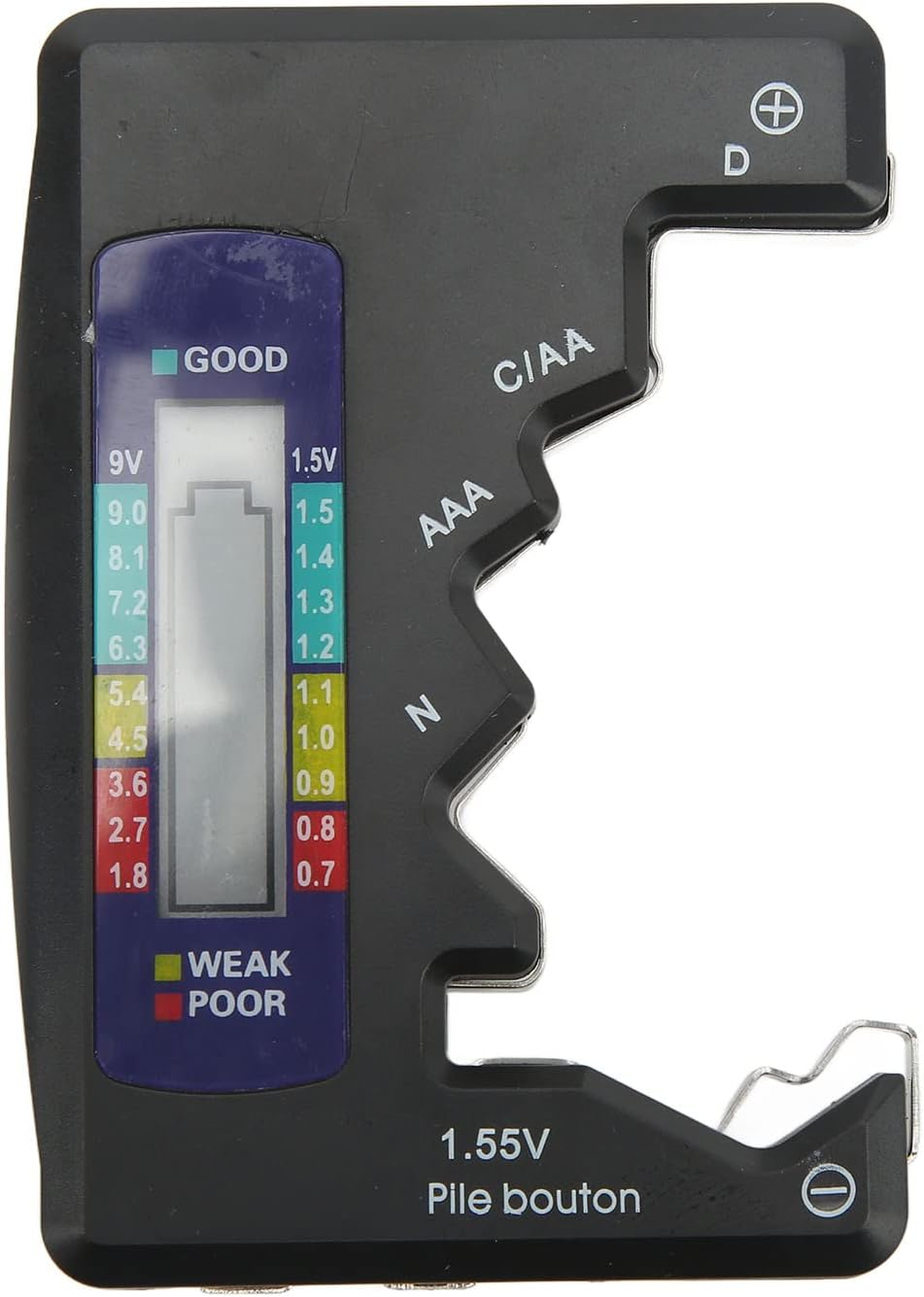 Universal Battery Tester, Professional ABS Digital Battery Capacity Meter AA AAA Battery Test (Black)