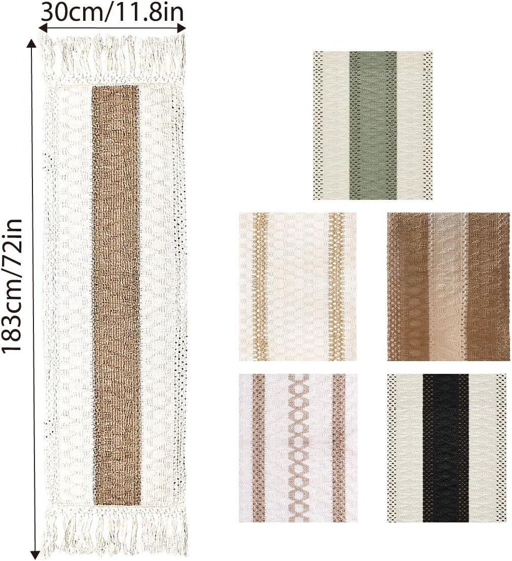 AIMALL Premium Cotton and Linen Table Runner with Knot Tassel Design, Nordic-Inspired Home Decor for Coffee Tables, TV Stands, and More, Durable and Stylish, Size 72X11.8 Inches image number 3