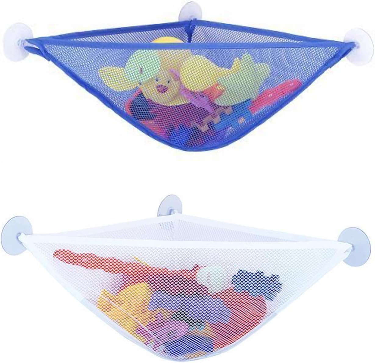 2 PCS Bath Toy Organizer Mesh Storage Bag，Creative Triangular Bathtub Mesh Bag， Store Toy Sharp Tools and Easily Hook Them Up image number 3