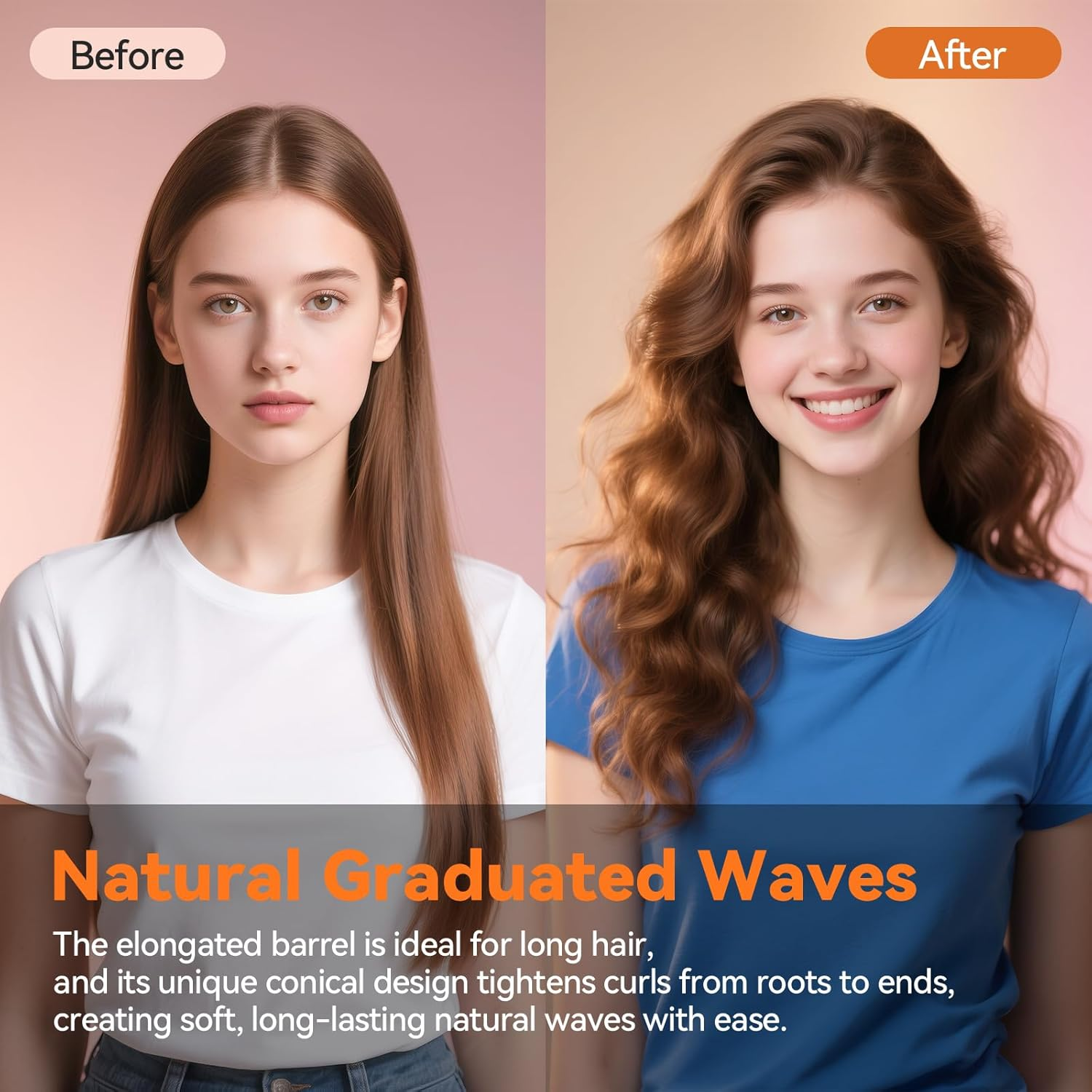 0.78In-1.4In Conical Long Barrels Attachment for Dyson Airwrap HS01 HS05 Accessories, 20MM-36MM 2 in 1 Auto-Wrap Curling Iron Curlers for Professional Barrels Curl and Wave Curl Hair, Gold image number 4