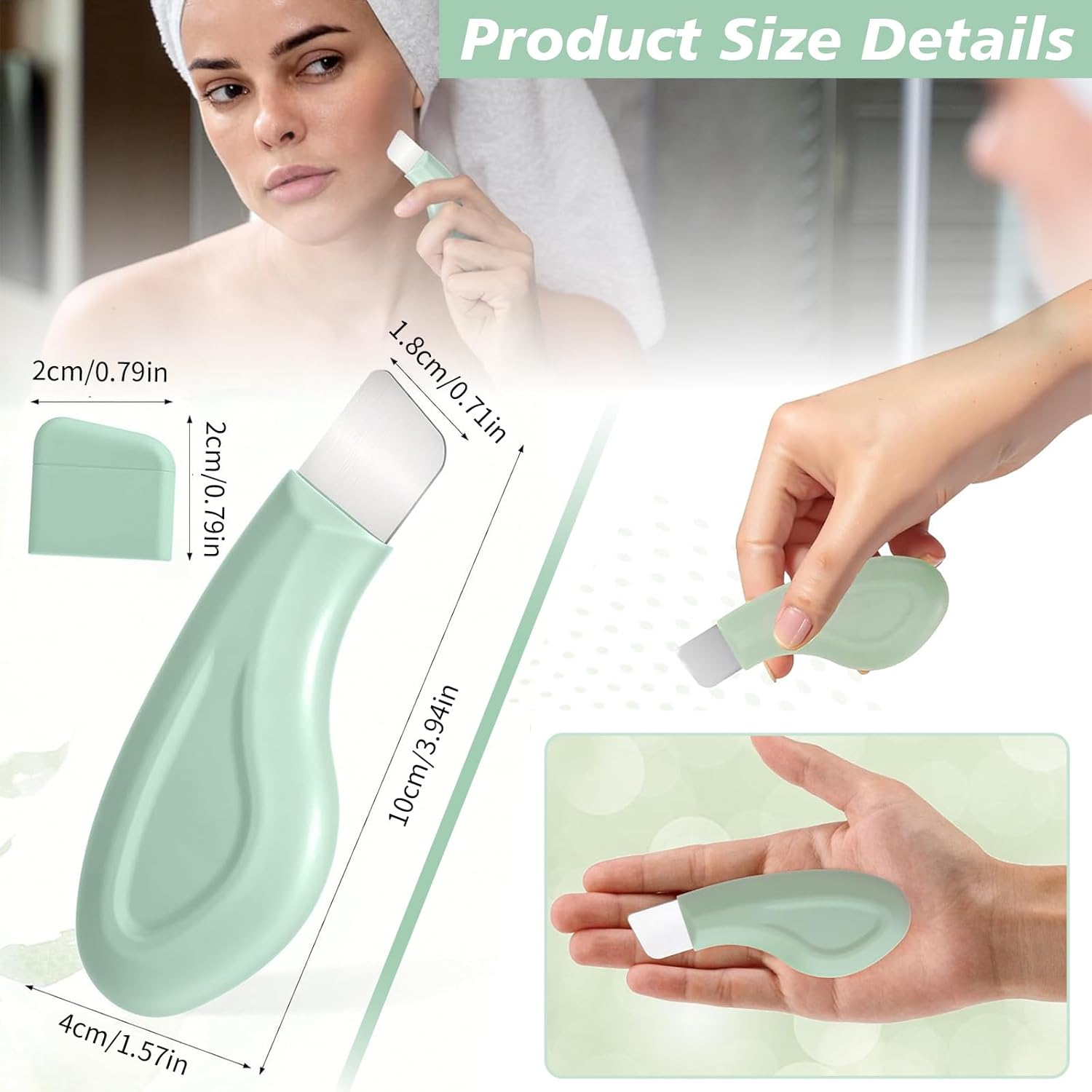 Blackhead Remover Tools Deep Clean Master Pore Face Scraper Facial Tools with Silicone Lid Face Pimple Scraper Can Be Used with Mud Cream & Cleansing Oil Sebum Remover Tool Suitable for Unisex (Green) - Skin image number 5