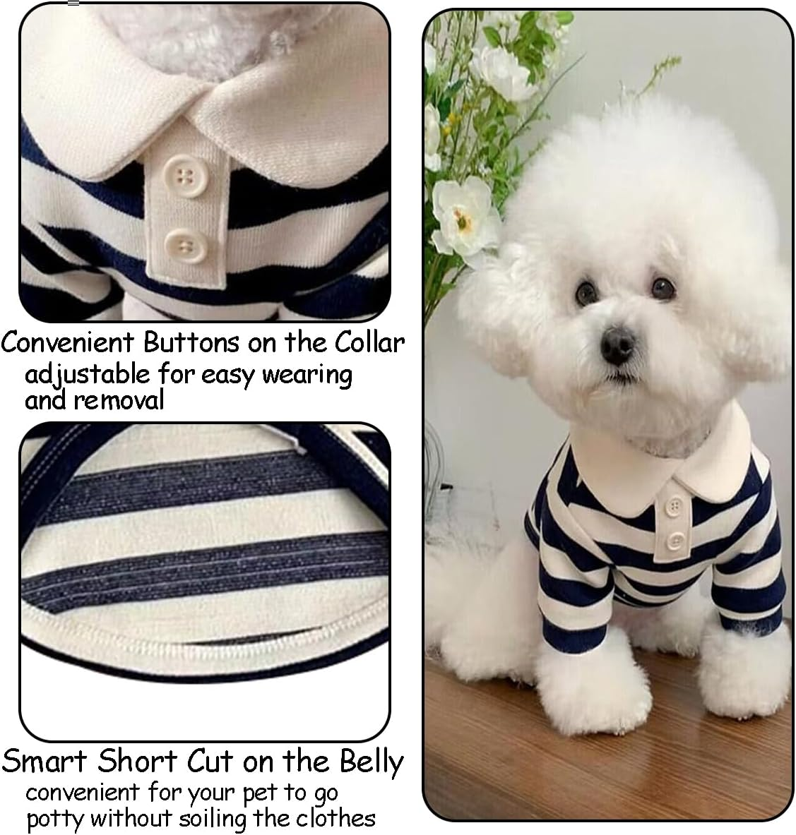 MANON ROSA Dog Clothes Cute Polo Shirt - Soft & Breathable Collared T-Shirt Summer Fall Outfits for Small Medium Dogs Cat - Great for Doggy and Kitten Photoshoots (Small,Red) image number 4