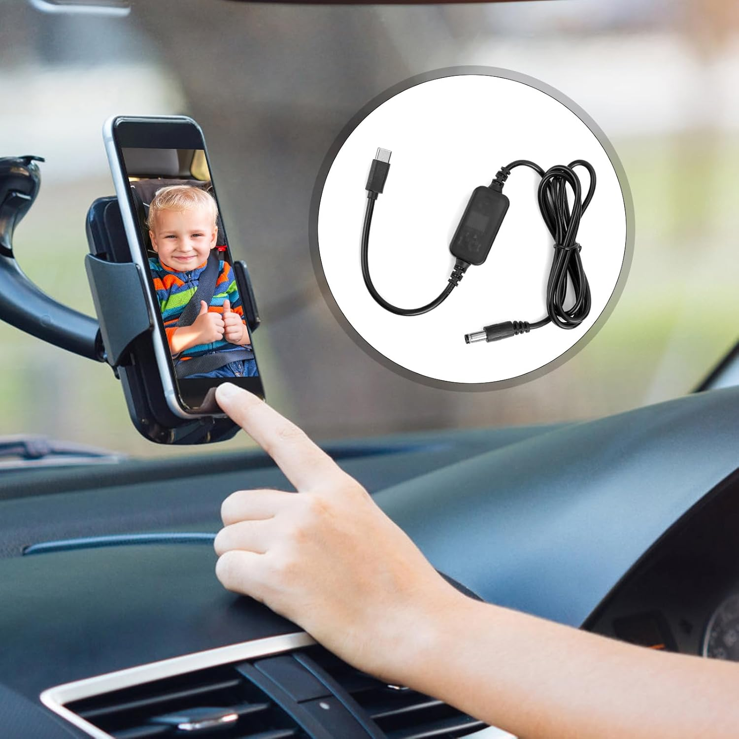 2Pcs Baby Car Camera USB Powered Adapter, DC5521 to USB C 12V Cord Cable Adapter Pragmatic Baby Car Camera Accessories for Vehicle Supports Cigarette Lighter Port Only Not Monitor image number 2