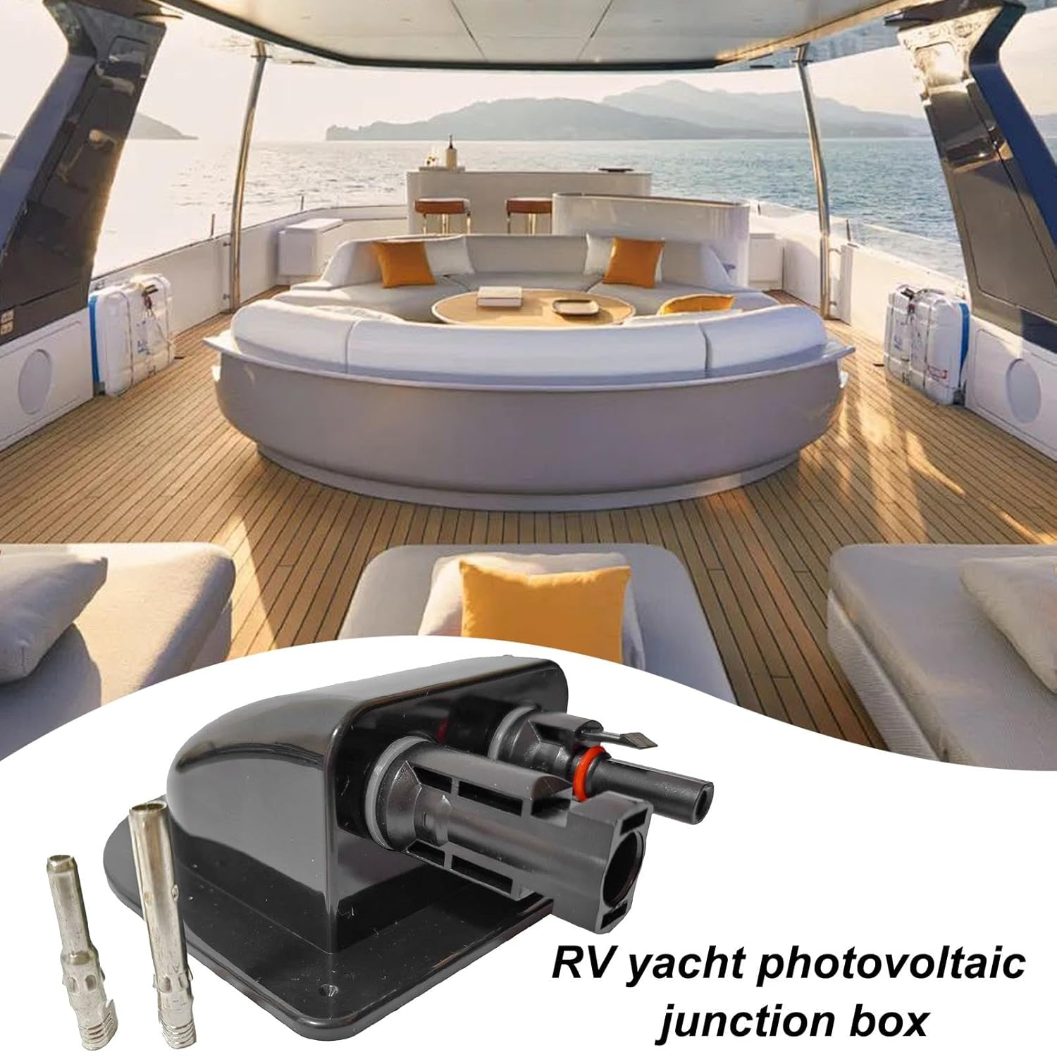 Double Cable Entry Housing,Photovoltaic Waterproof Junction Cable Gland Box - Intelligent Protection Photovoltaic Connector Waterproof Box for Motorhomes, RV, Caravans, Boats - Black image number 6