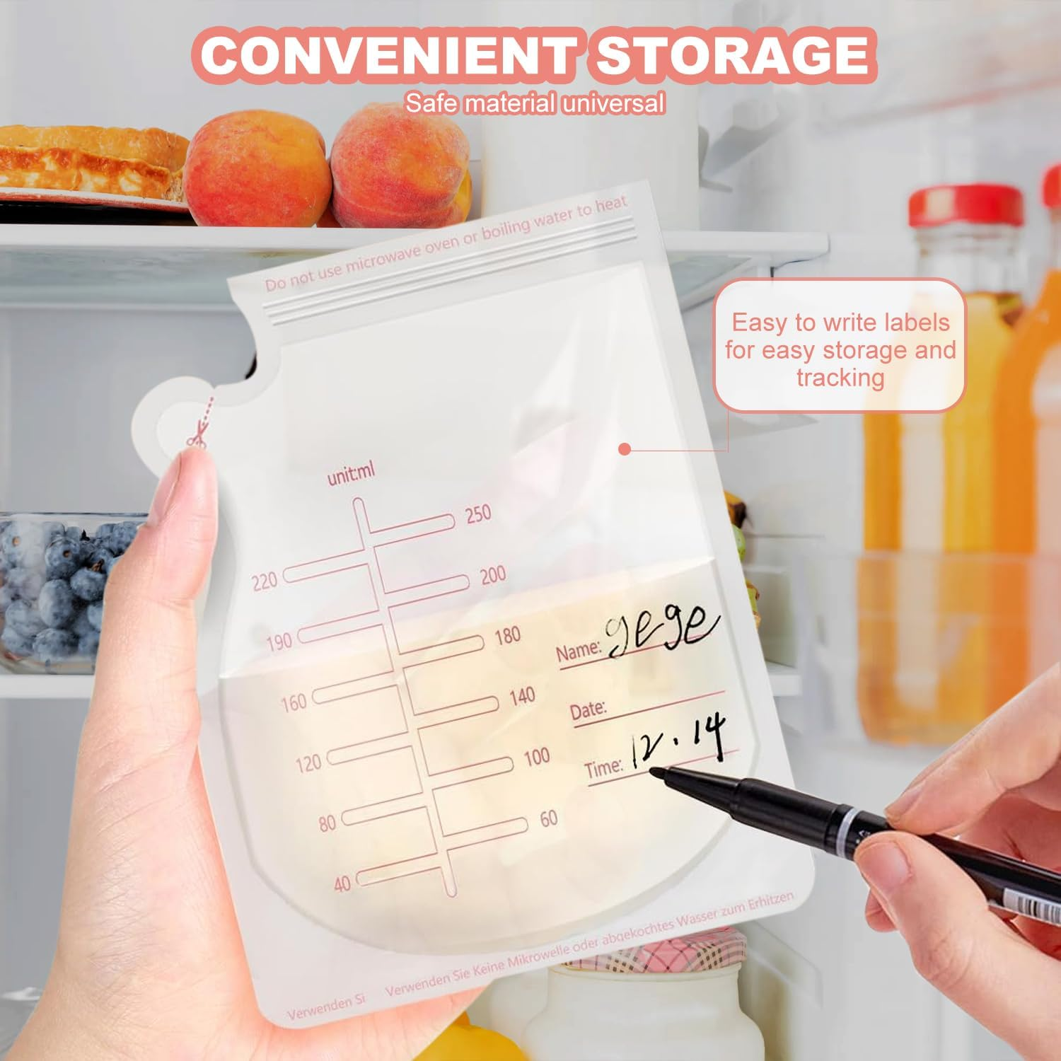 Breast Milk Sstorage Bag 30PCS, Breastmilk Storage Bags, Breastfeeding Disposable Milk Storage Bag, Disposable Milk Storage Bag with 8.8 Ounce Spout Type, No-Leak Milk Freezer Storage Pouche image number 4