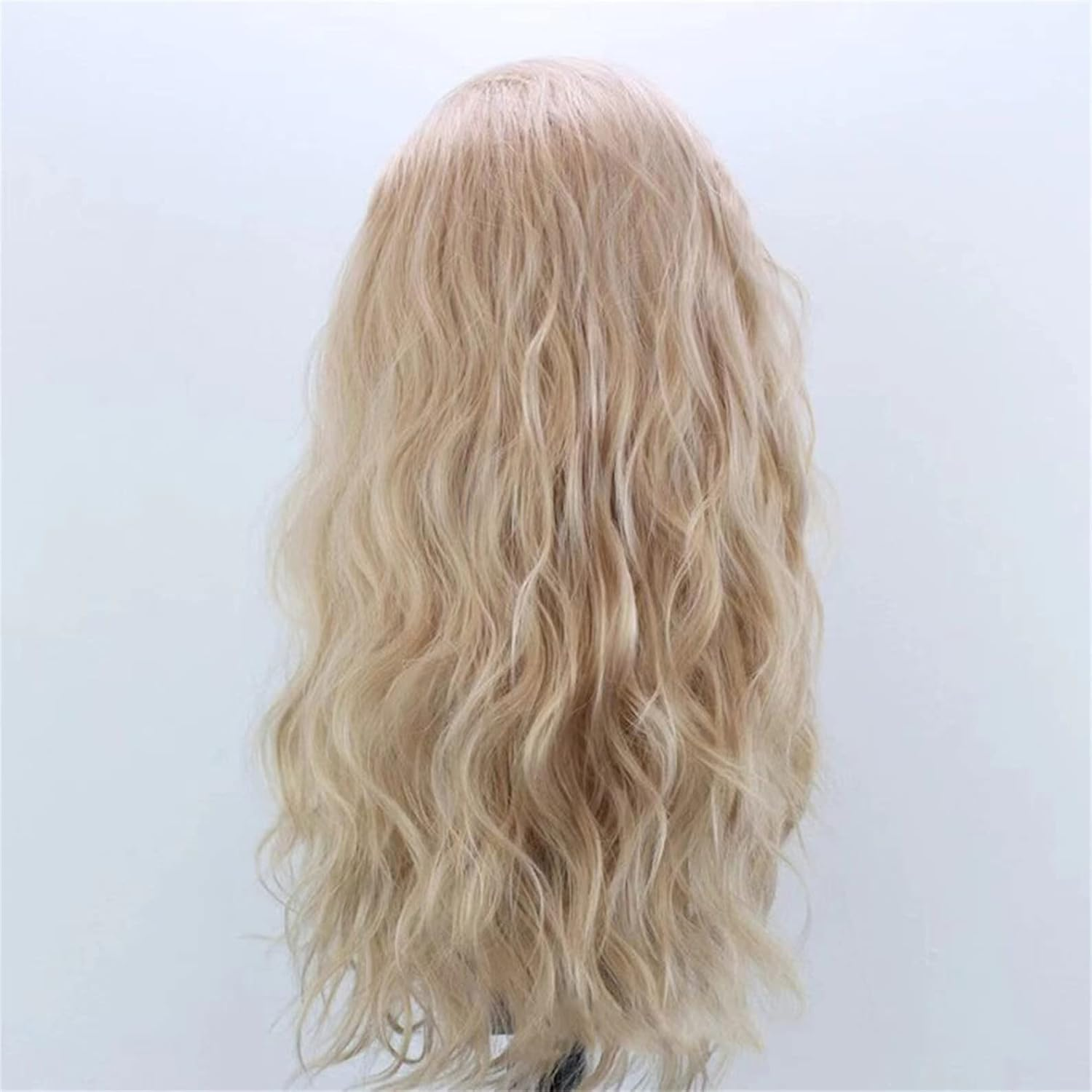ELESTY Natural Long Curly Wig without Glueless Lace Front Wig Gloden Blonde Synthetic Lace Wig for Women Left Glueless Heat Resistant Fibre Daily image number 1