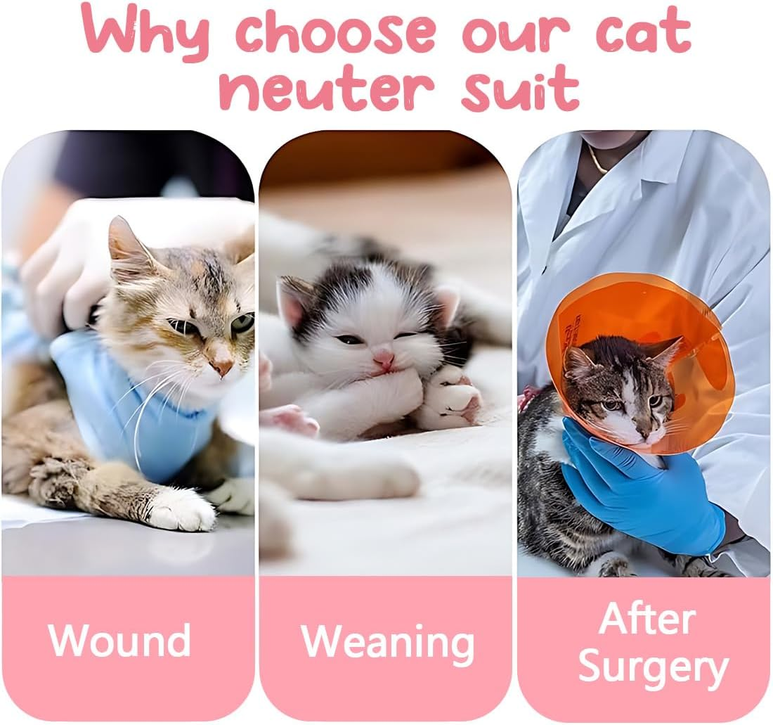 1 Piece Professional Cat Recovery Suit for Abdominal Wounds or Skin Diseases Kitten Surgery Recovery Suit E-Collar Alternative for Cats and Dogs Post Surgery (S)