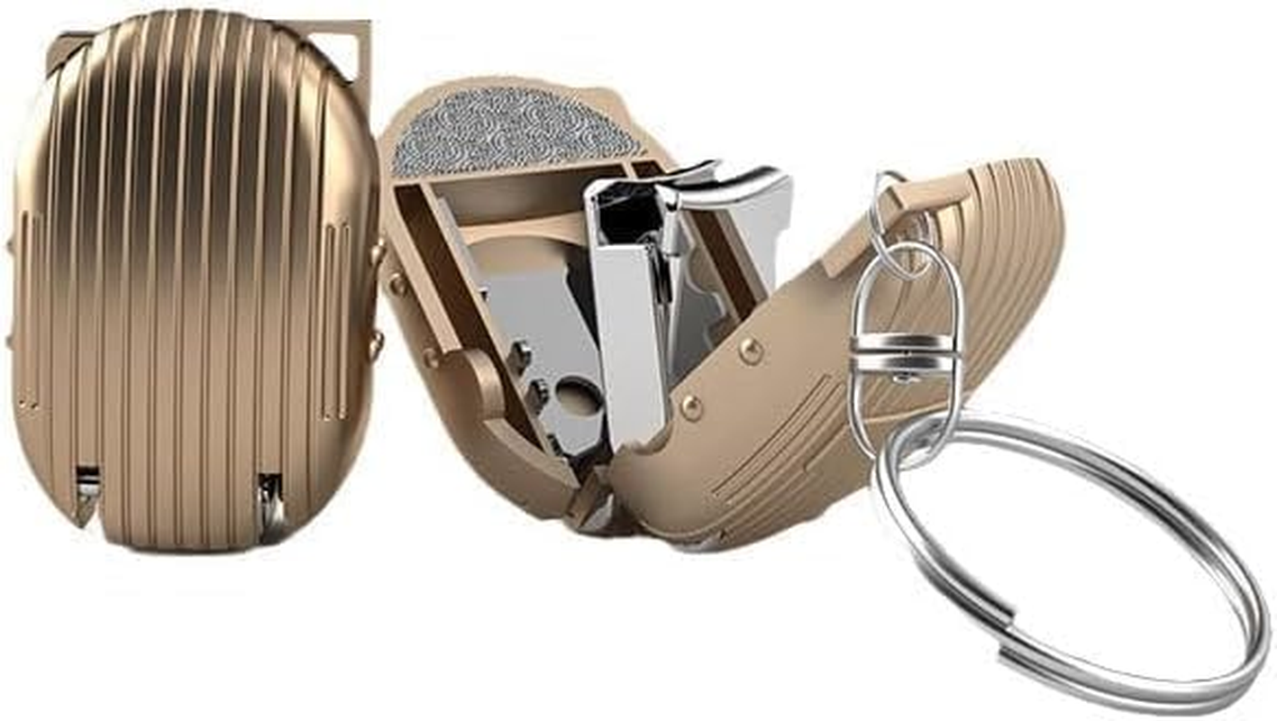 Mini Nail Clipper Keychain, EDC Travel Nail Clippers with Nail Files, Foldable Full Metal Design, 1.2"" in Length, Sharp Stainless Steel Blades (Gold), Compact image number 1