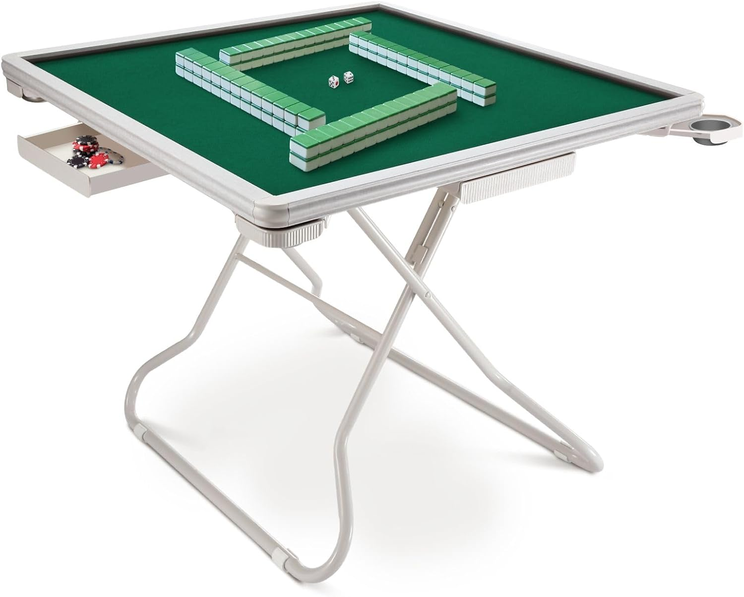 GENKI Mahjong Table,Card Tables Folding Square Game Table with 4 Cup Holders & 4 Drawers for 4 People, Wear-Resistant Desktop Majiang Table for Poker Cards, Mahjong, Board Games image number 5
