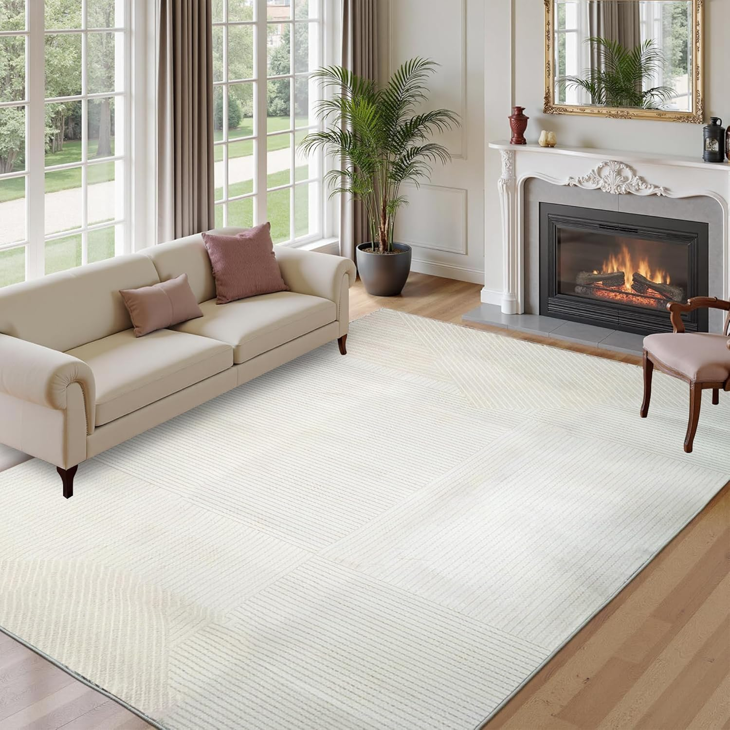 Rugs for Living Room, Bedroom Area Rugs, Geometric Stripe Carpet, Vintage Abstract Rug with Non Slip Backing, Indoor Floor Carpet for Dining Room Kitchen Home Office Decor (Color B, 160X230Cm) - Color C image number 6