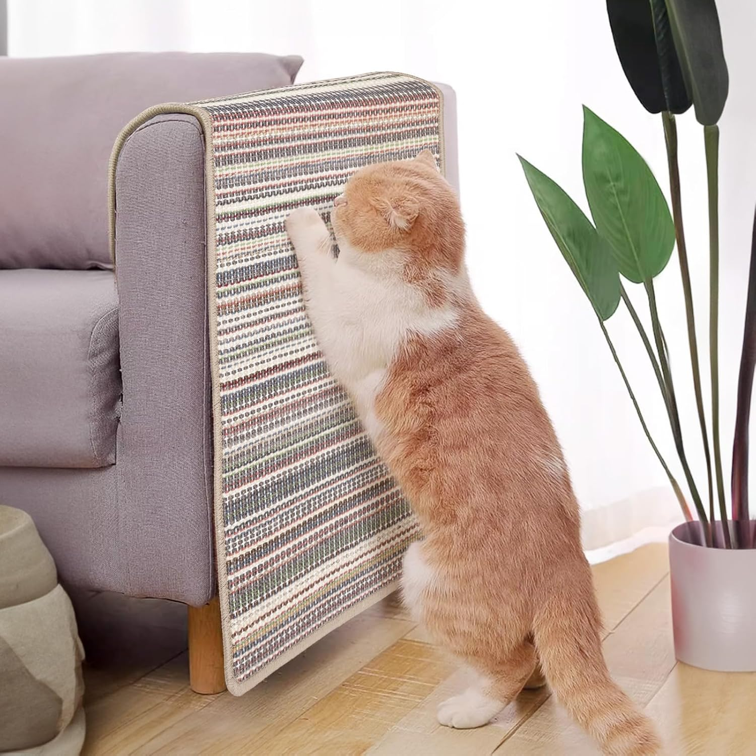 DKTIE Cat Scratcher Mat JMD2306 - Natural Sisal Material, Thick and Durable Anti-Slip, Protects Carpet, Sofa, Wall, Furniture (M - 15.7'' X 23.6'' - Multi-Colored) image number 3