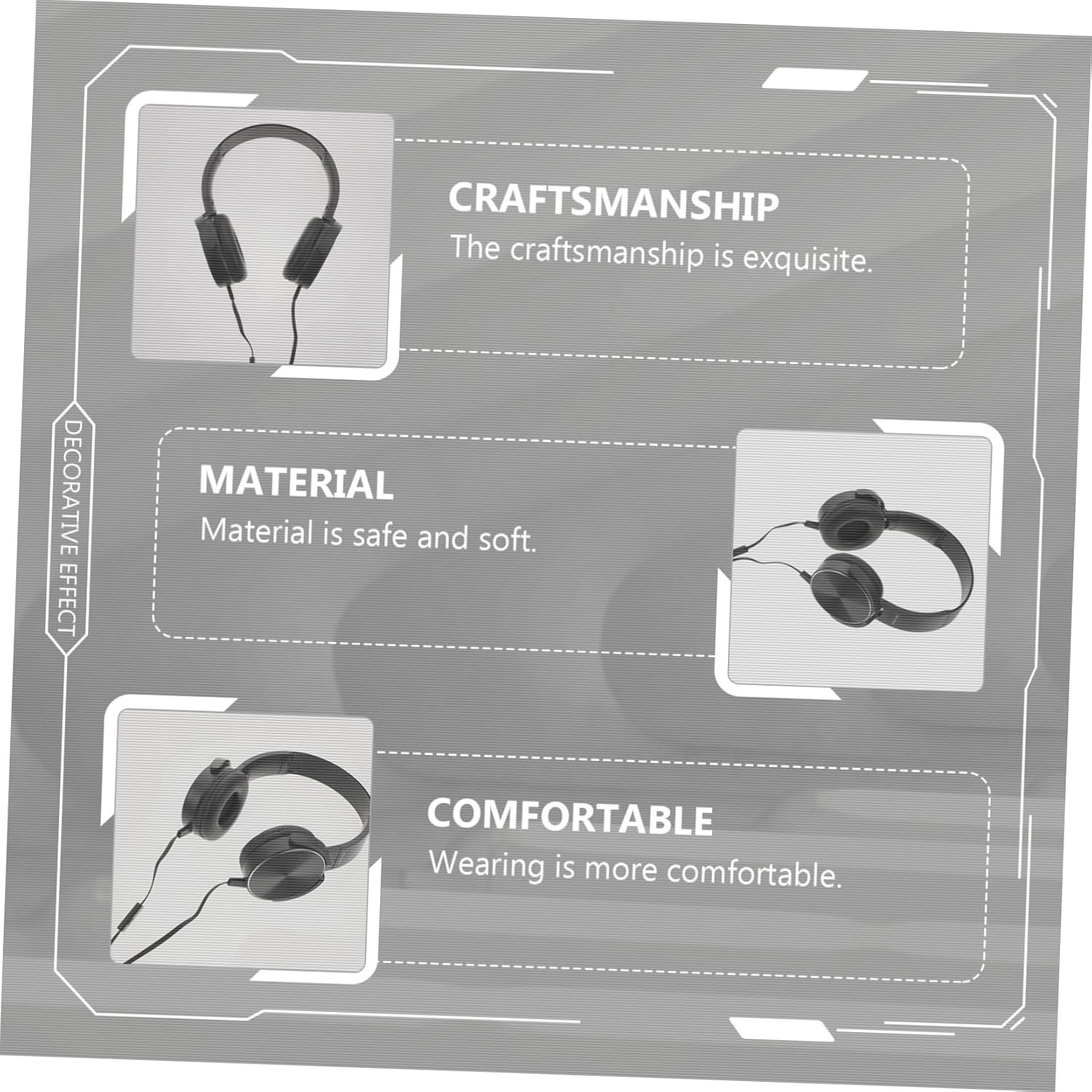 Mipcase 1Pc Noise Reduction Headset Lightweight over Ear Computer Headset for Music Gaming Comfortable Long Wear Design Skin Friendly Material Black Color image number 3