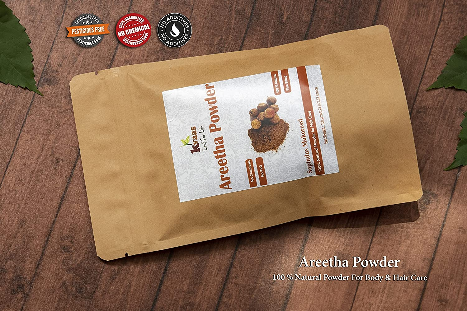 KVAAS Reetha (Sapindus Mukorossi) Powder | 3.53 Oz (100 G) | Natural & Pure for Hair Care | Unisex Adult image number 2