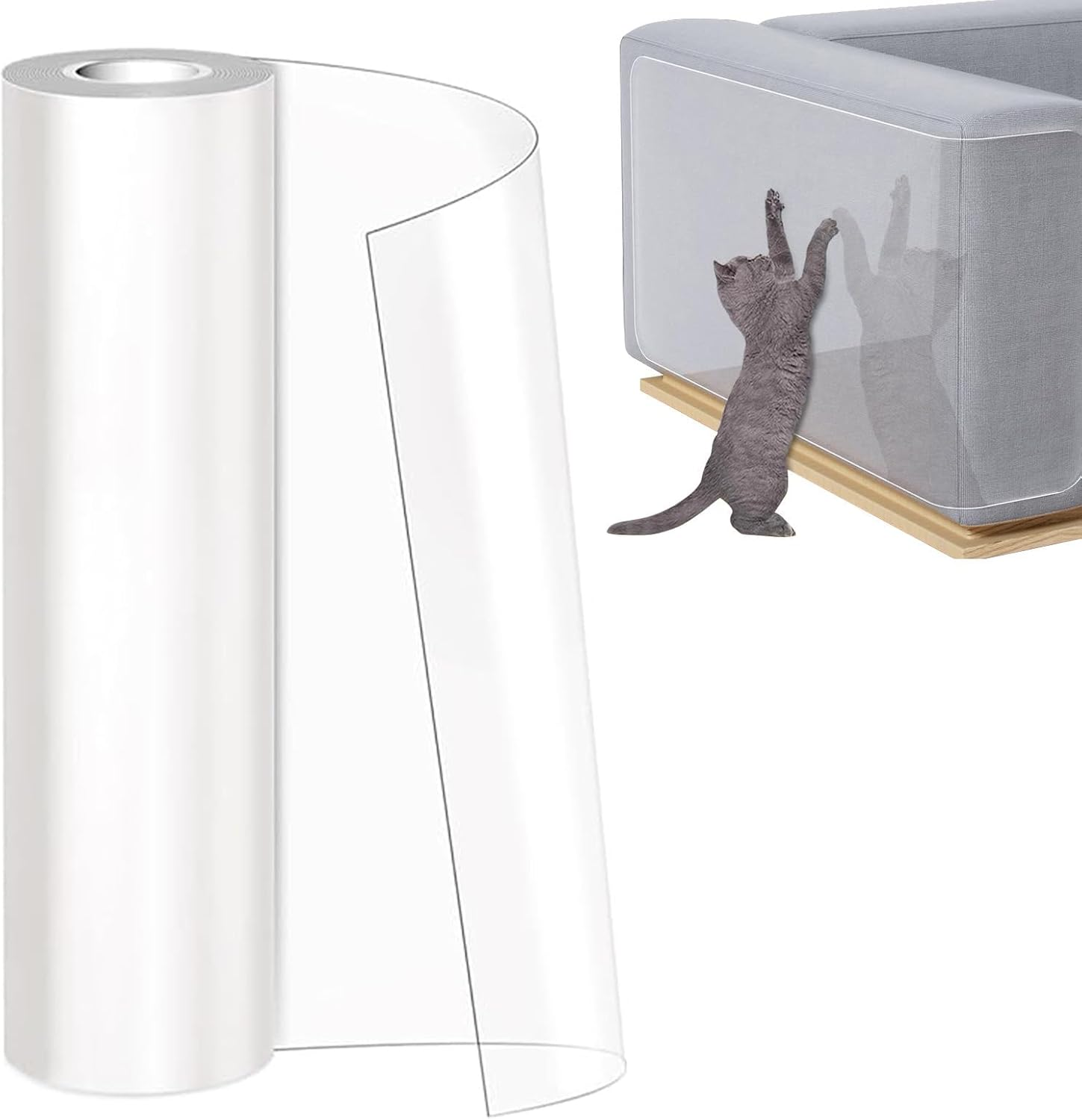 Cat Scratch Protector, Grip-Resistant and Durable Anti-Scratch Tape with Scraper, Anti-Scratch Furniture Protection for Sofa, Couch, Walls & Mattresses, Durable Scratch Deterrent for Cats(20 X 300Cm) image number 3