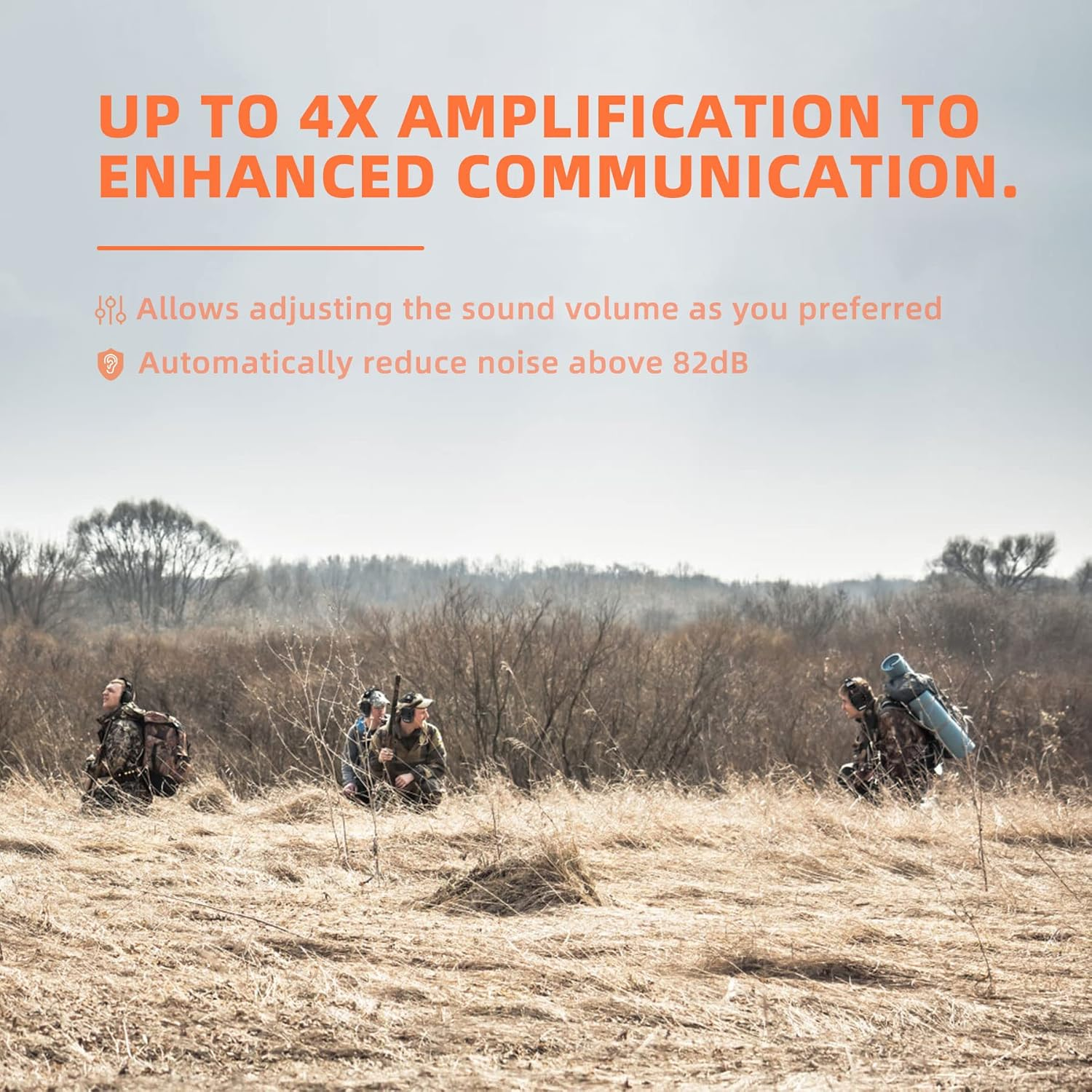 PROHEAR Electronic Ear Protection for Shooting with 4X Sound Amplification, Gun Range Hearing Protection Muffs, NRR 23Db Noise Reduction Headphones for Hunting, Black image number 1