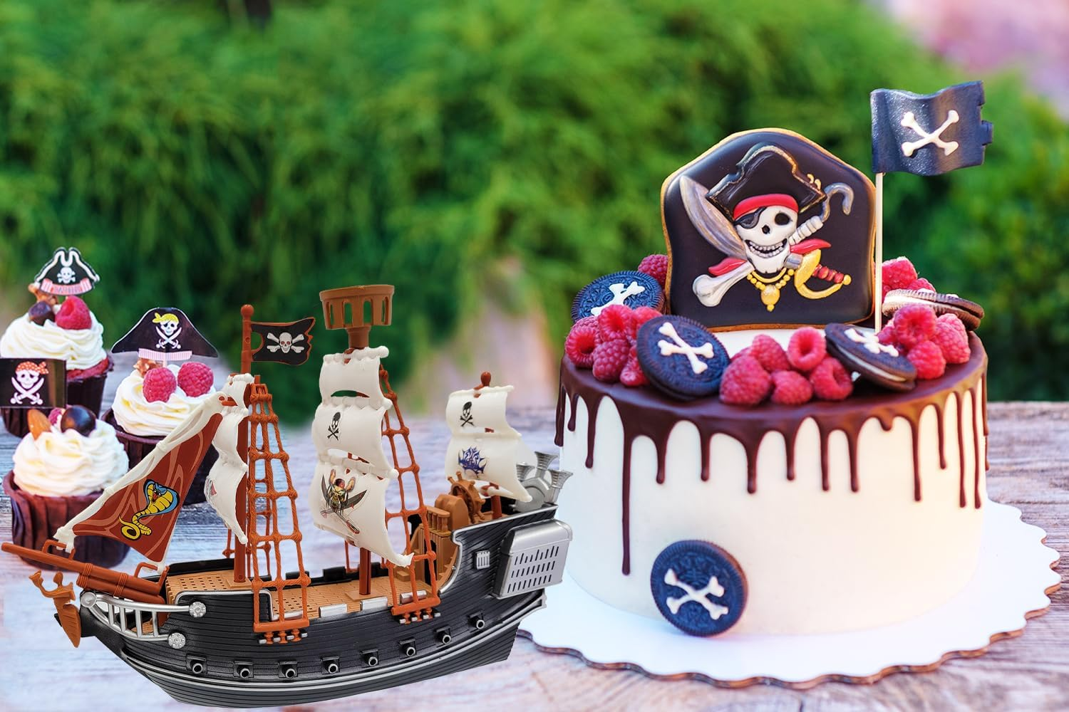 The Dreidel Company Detailed Pirate Boat Ship Adventure Playset, Pirate Fun Toy, Party Favors, 10" image number 6