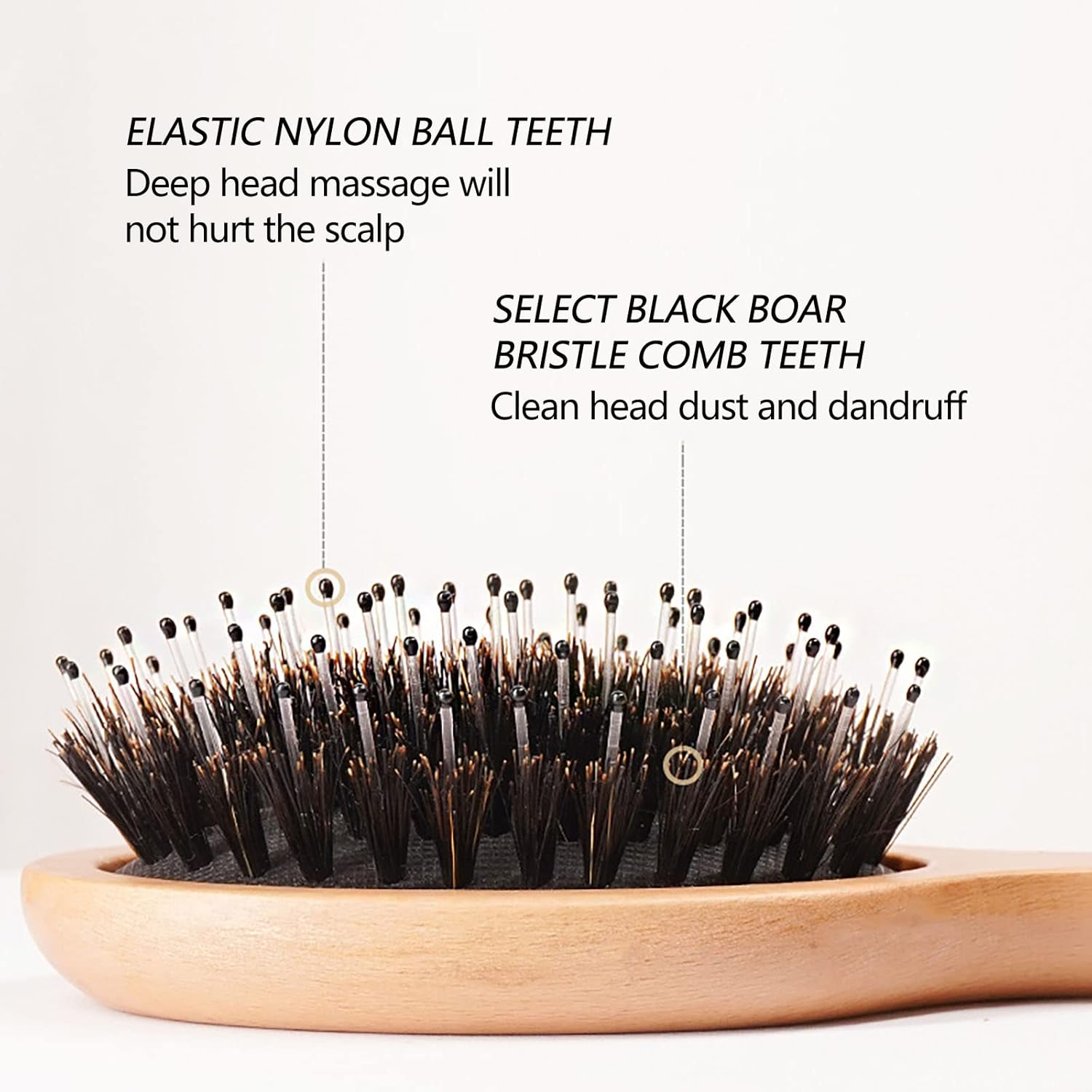 Wooden Paddle Bristle Comb Mini Boar Bristle Hairbrush Paddle Travel Bristle Brush Pocket Portable Bamboo Bristle Hairbrush for Men Women Kids