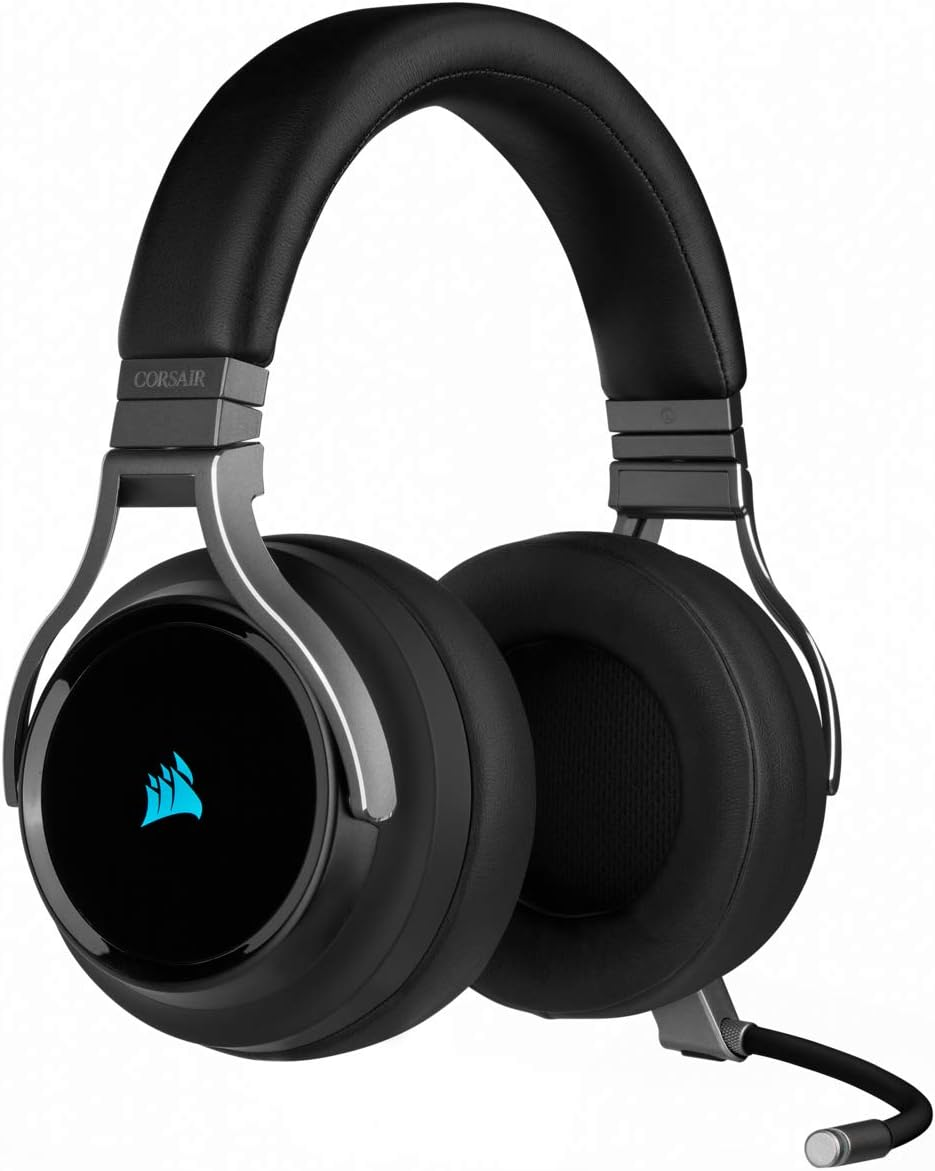 CORSAIR Virtuoso RGB Wireless High&ndash;Fidelity Gaming Headset &ndash; 7.1 Surround Sound &ndash; Detchable Omni-Directional Microphone &ndash; Icue Compatible &ndash; PC, Mac, PS5, PS4, Nintendo Switch, Mobile &ndash; Carbon