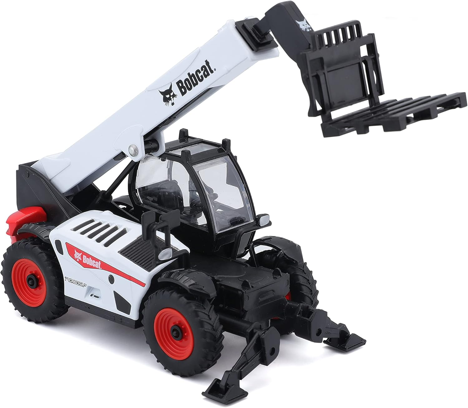 Bburago 18-32087 Bobcat T40.180SLP Telescopic Loader with Pallet Lifter, Toy Vehicle, White/Black image number 1