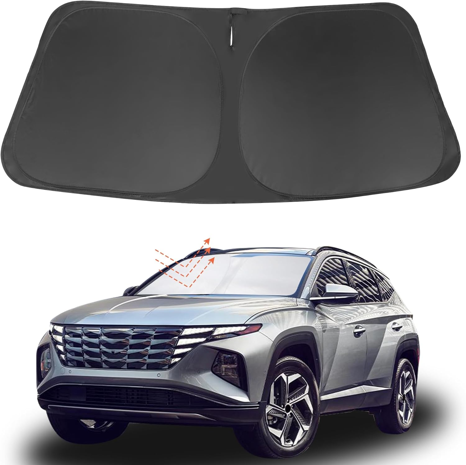 YYCKE Windshield Sun Shade Accessories Compatible with 2022-2024 2025 Tucson for Hyundai Foldable Sunshade Sun Visor Blocks UV image number 3