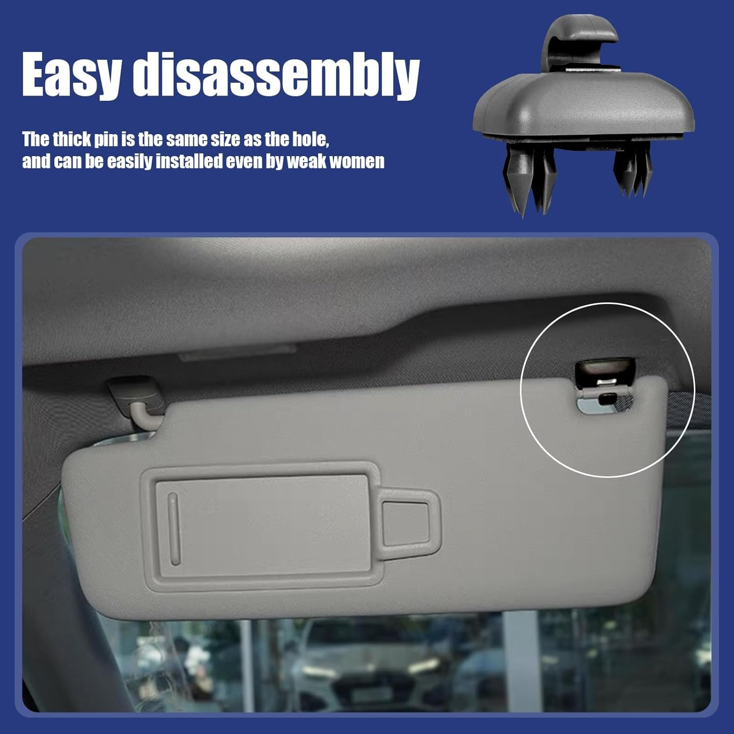 1 PC Car Sun Visor Fixing Buckle, Sun Visor Hook Durable Nylon Clip, Upgraded Sun Visor Base Vanity Mirror Hook Clips, Compatible with Audi A1 A3 A4 A6 A7 A8 Q3 Q5 Interior Accessories (Black) image number 2