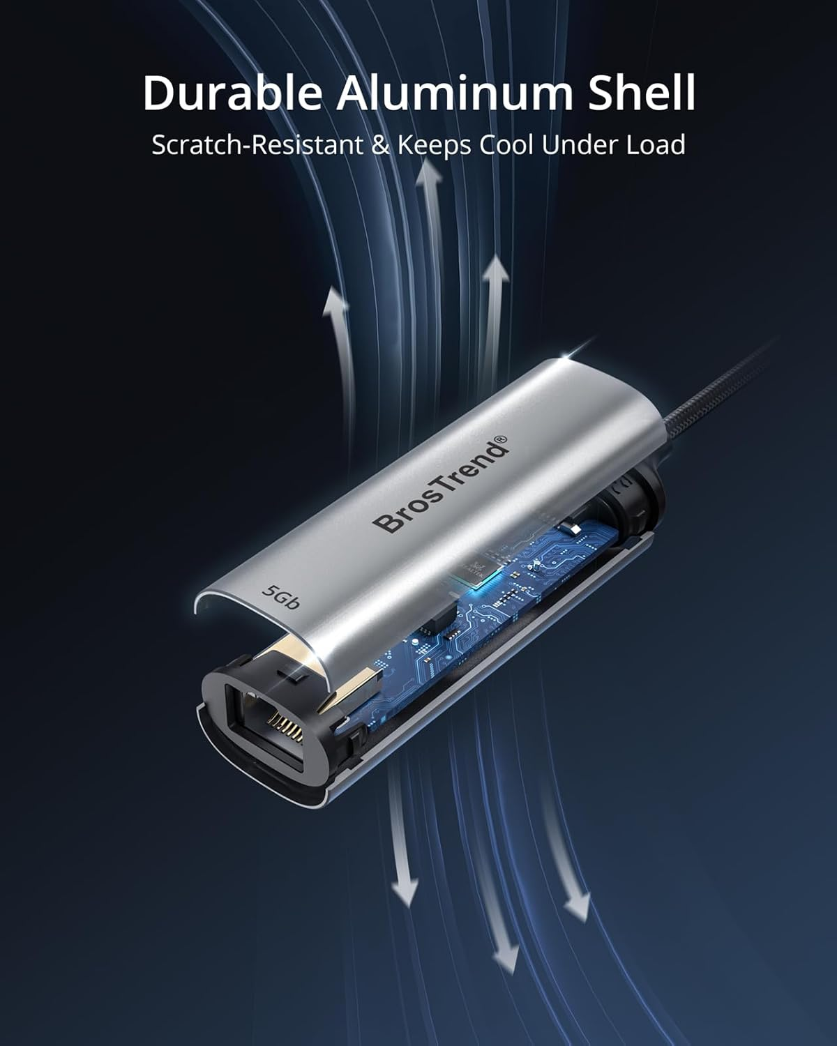 Brostrend 5G USB C to Ethernet Adapter, 5 Gigabit Network Speed, Plug & Play USB to Ethernet Adapter for Laptop, PC, Macbook, Iphone, Ipad Mini, Ios, Chromeos, Win11/10, Linux, Lifetime Protection image number 1